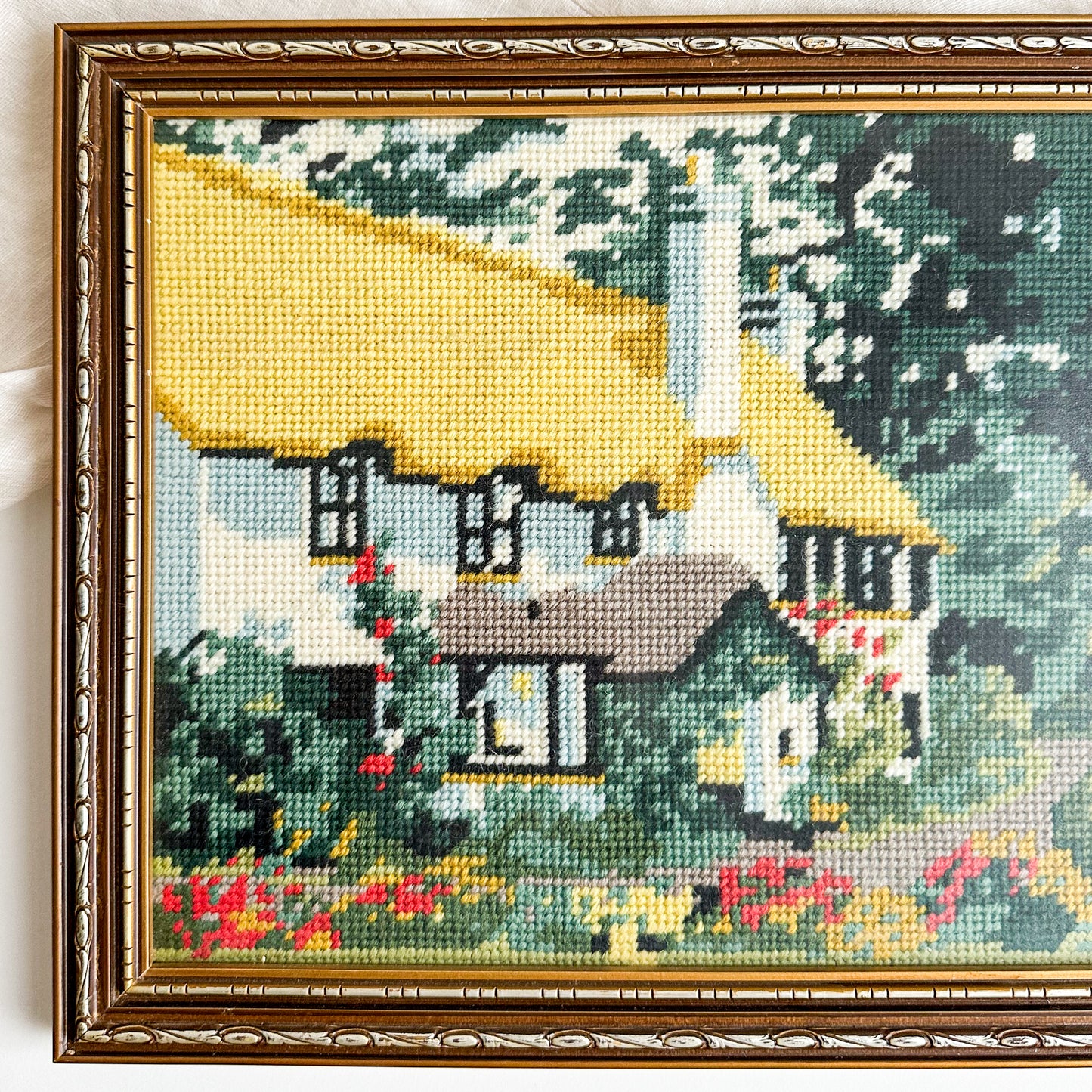 Framed Cottage Needlepoint