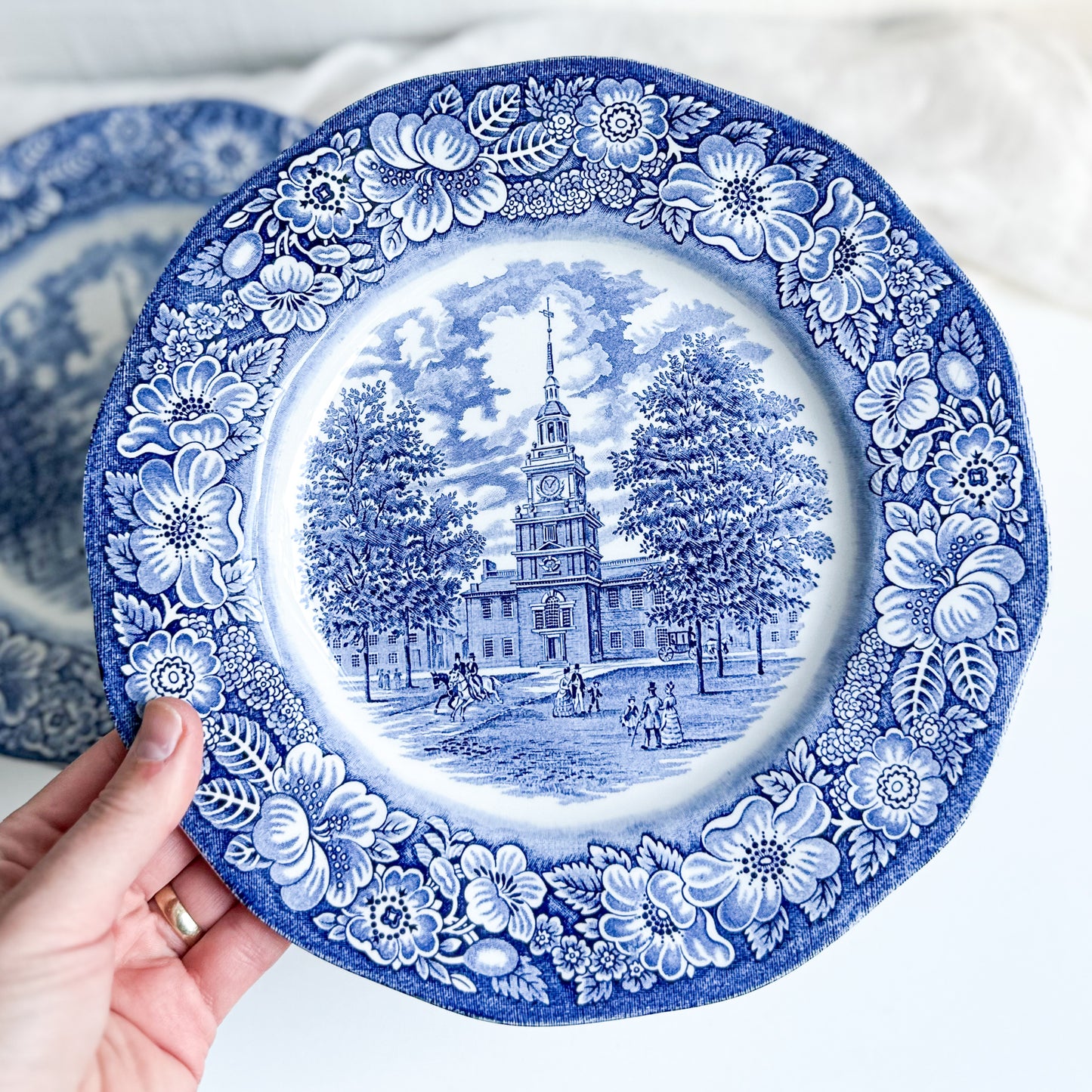 Set of 6 Blue and White Plates