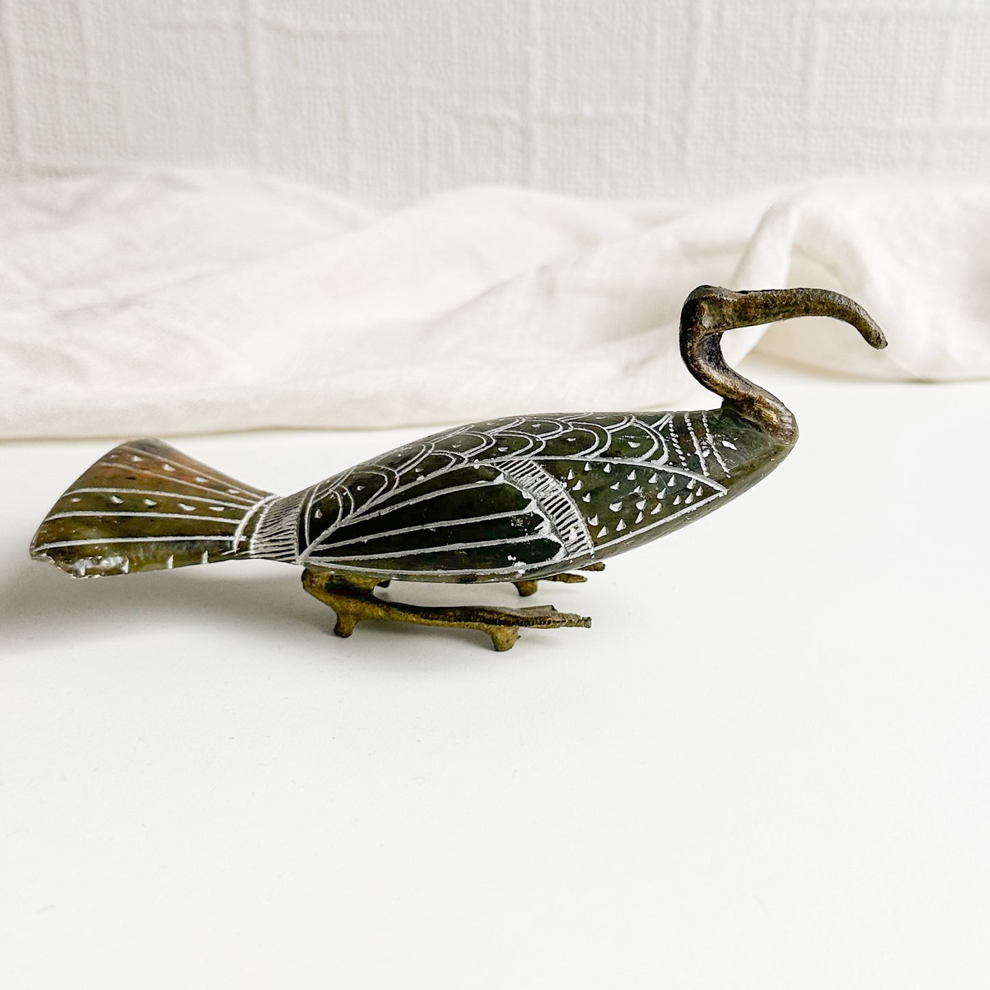 Carved Soapstone Egyptian Ibis Bird