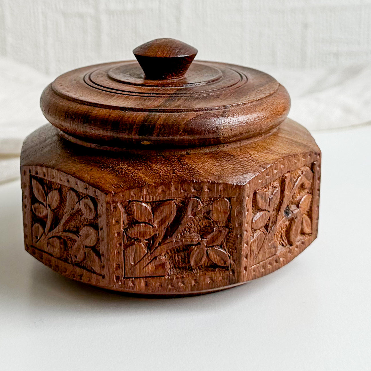 Wooden Box with Carved Design