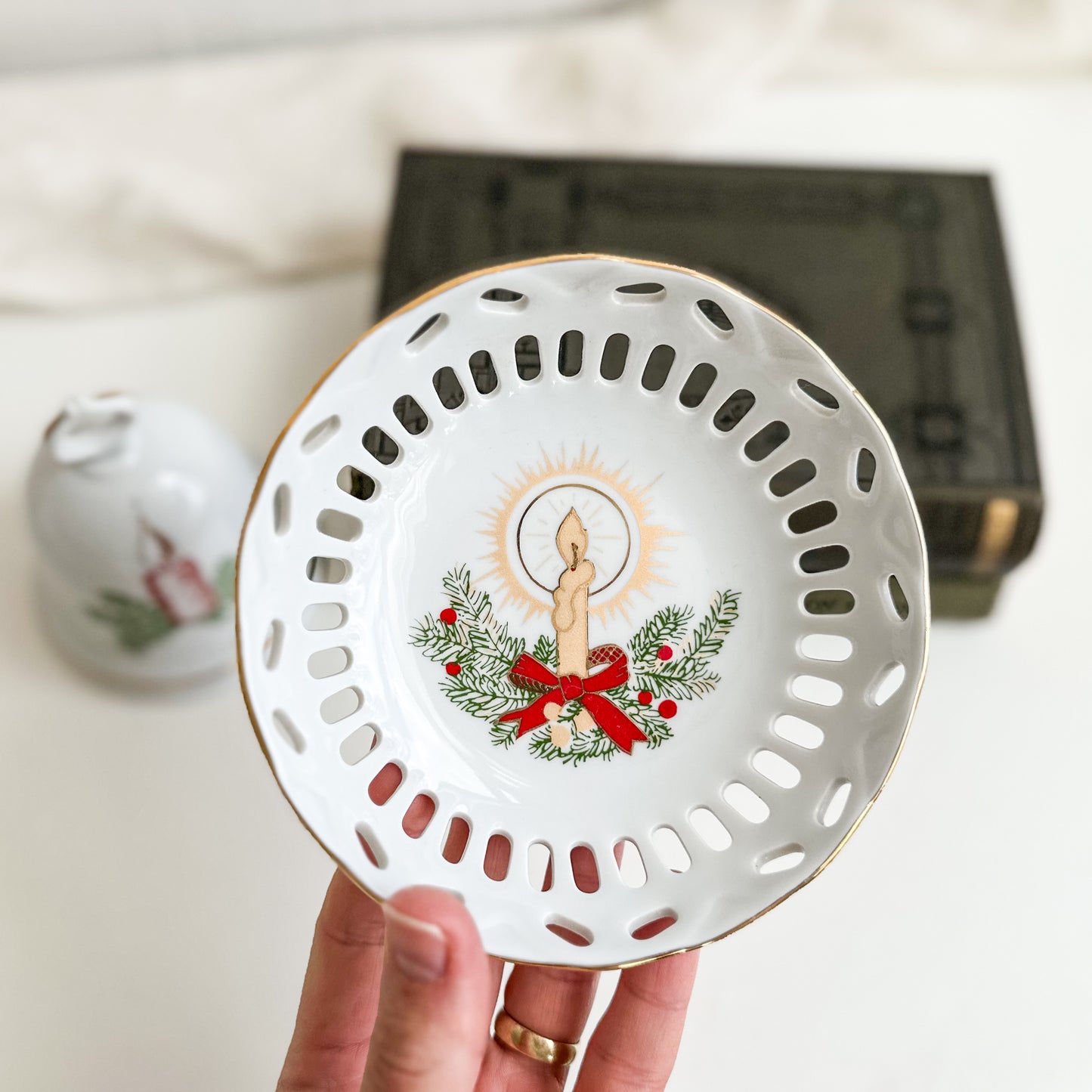 Porcelain Christmas Bell and Bowl