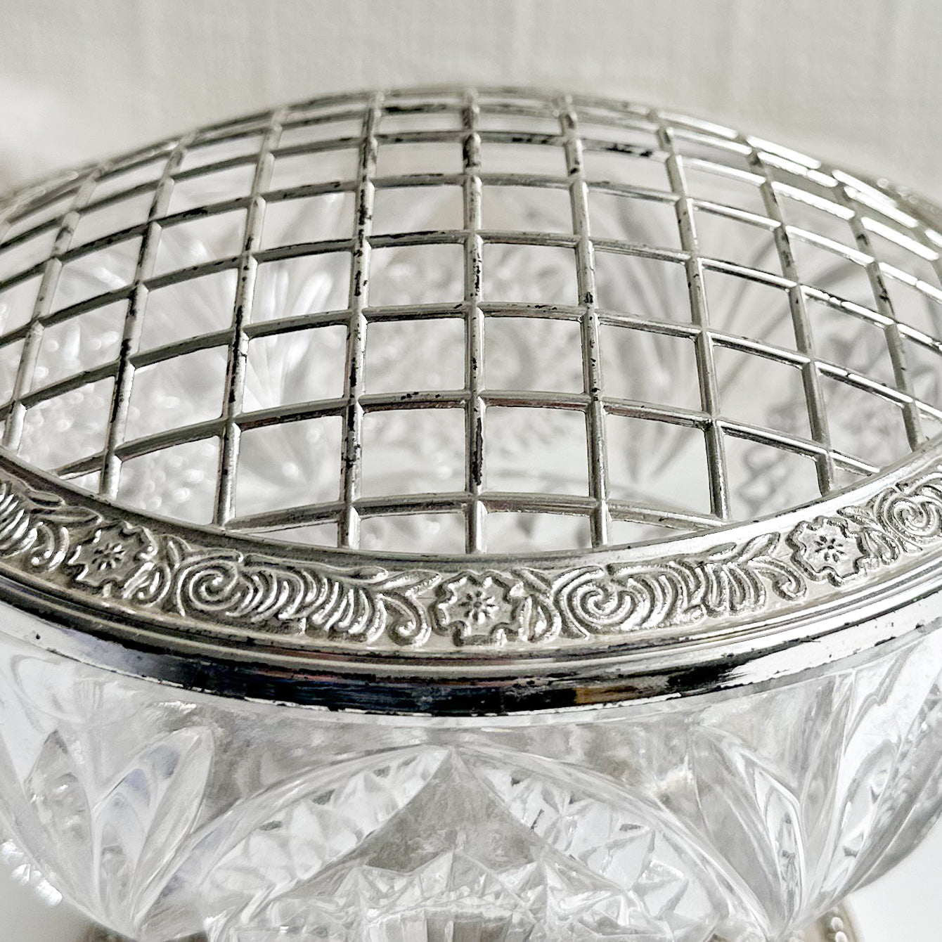 Crystal Rose Bowl with Silver Plated Foot