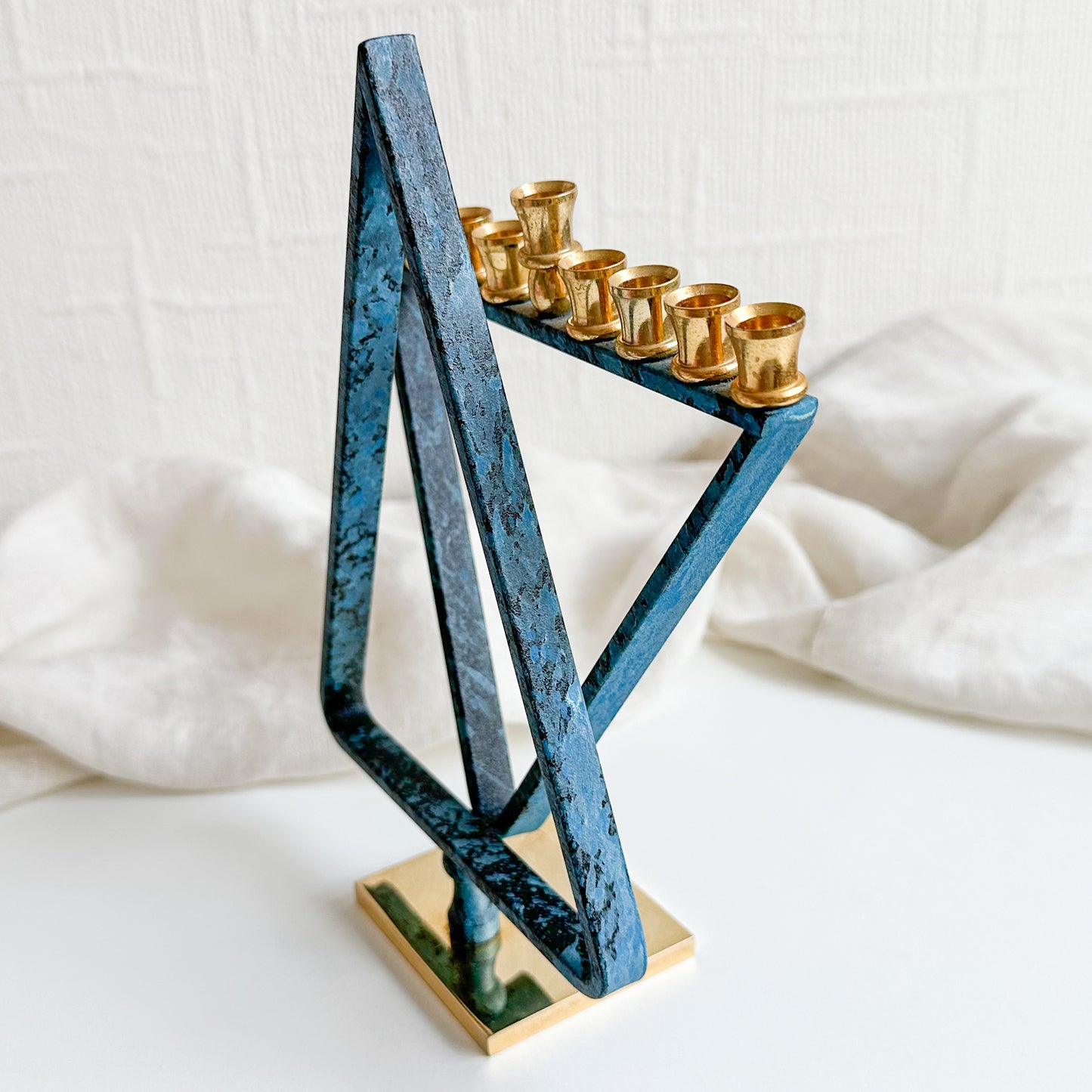 Blue and Gold Hanukkah Menorah