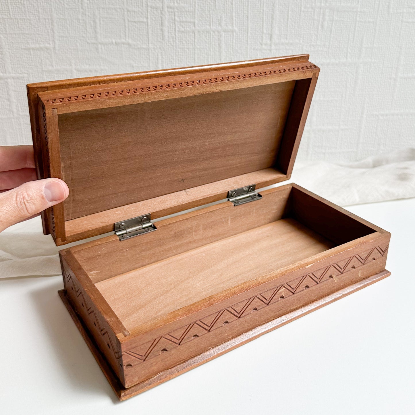 Hand Carved Wooden Box