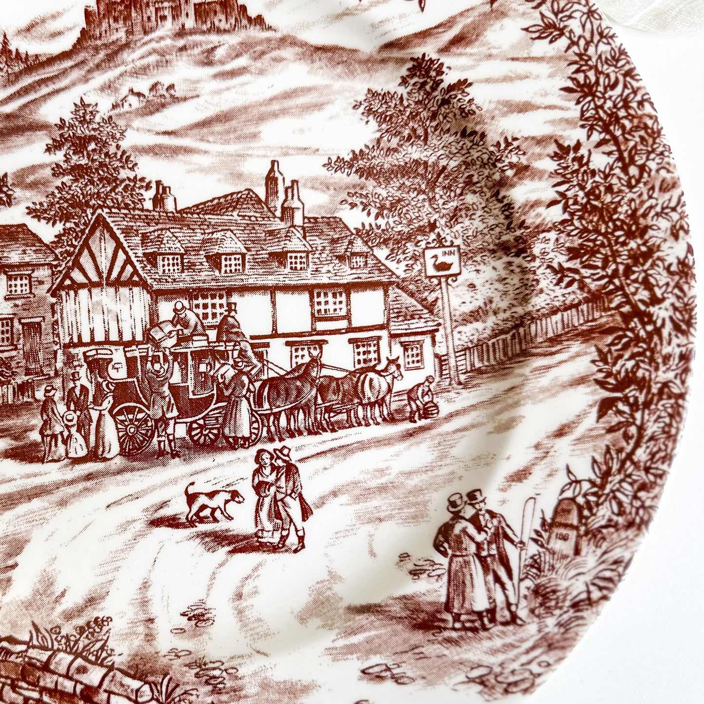 Brown Transferware Dinner Plate