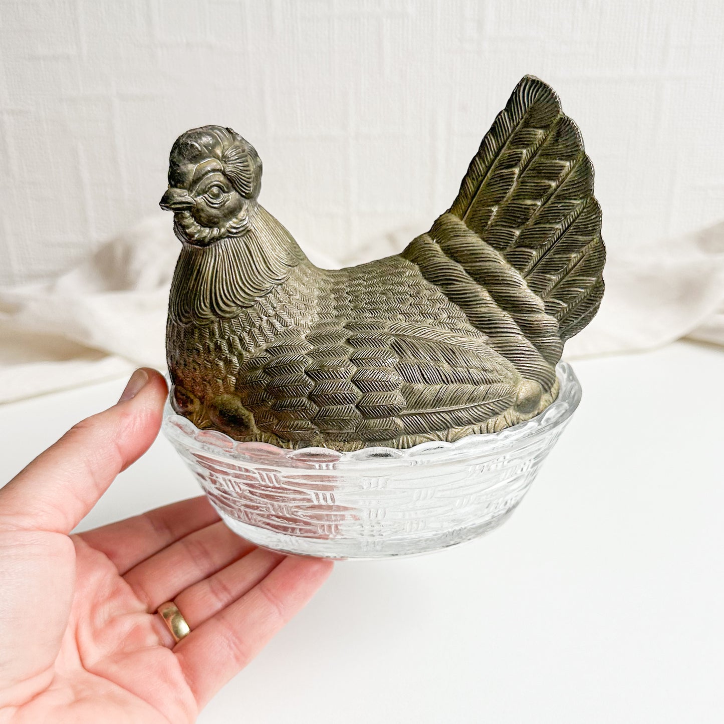 Silver Plated Hen on Nest
