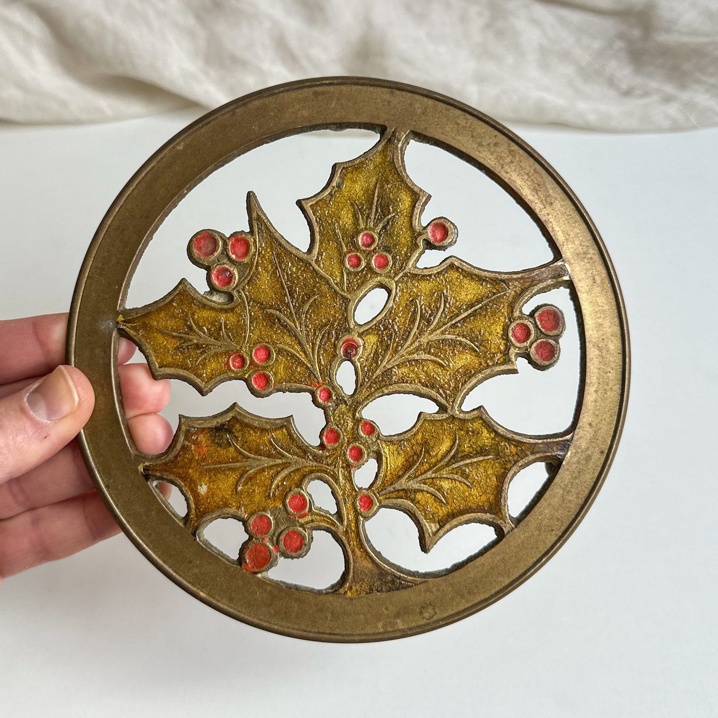 Brass Holly Trivet