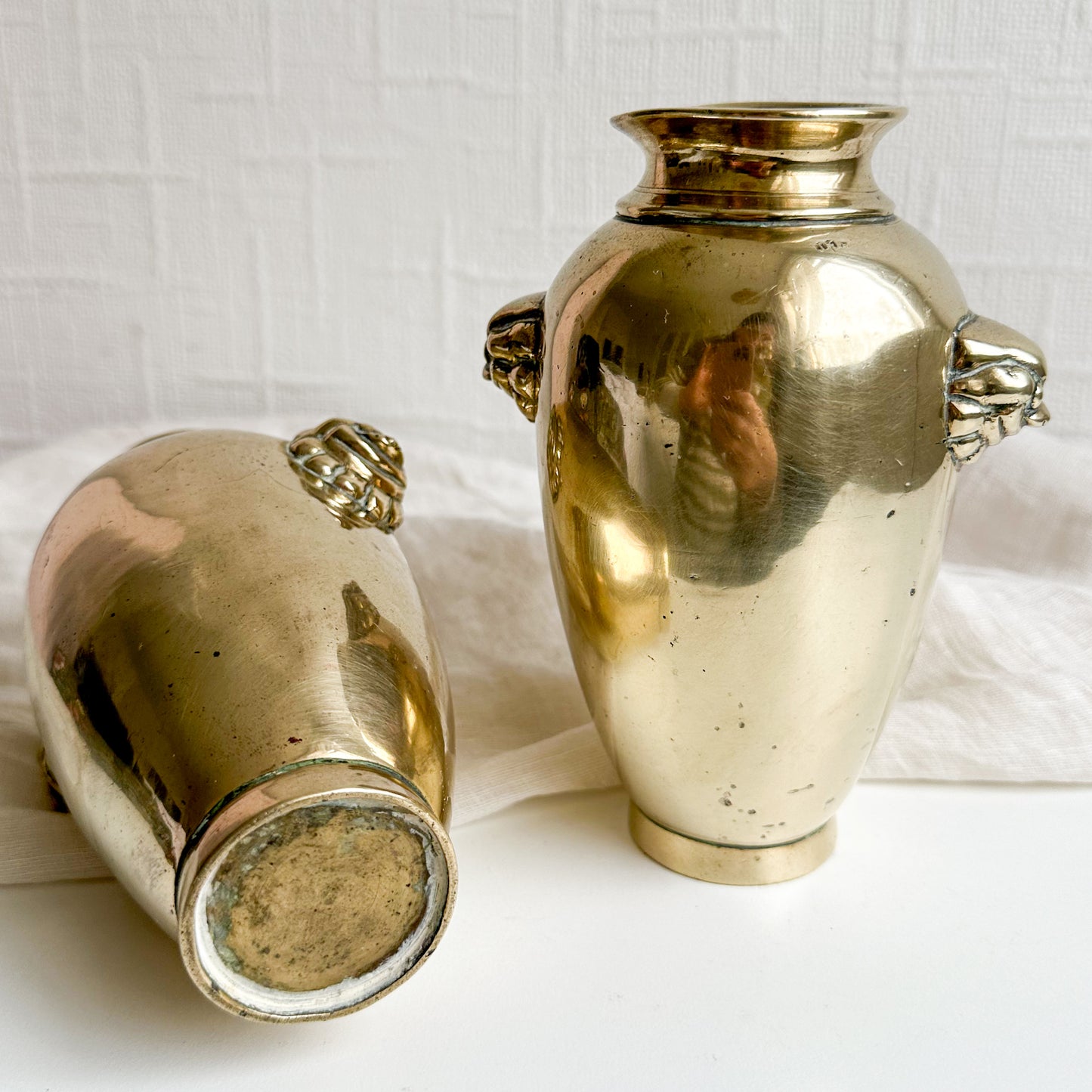 Pair of Solid Brass Vases