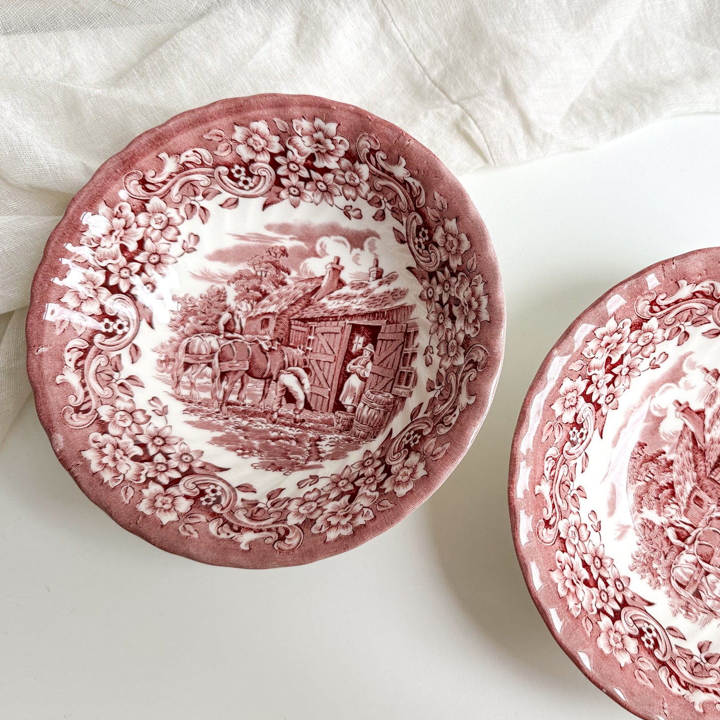 2 Vintage Red Transferware Bowls