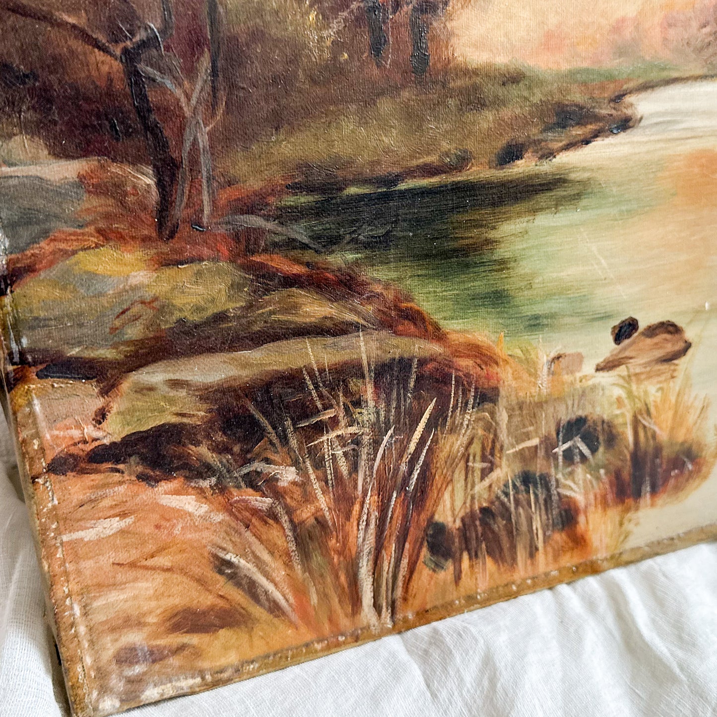 Antique Oil Painting with Wear