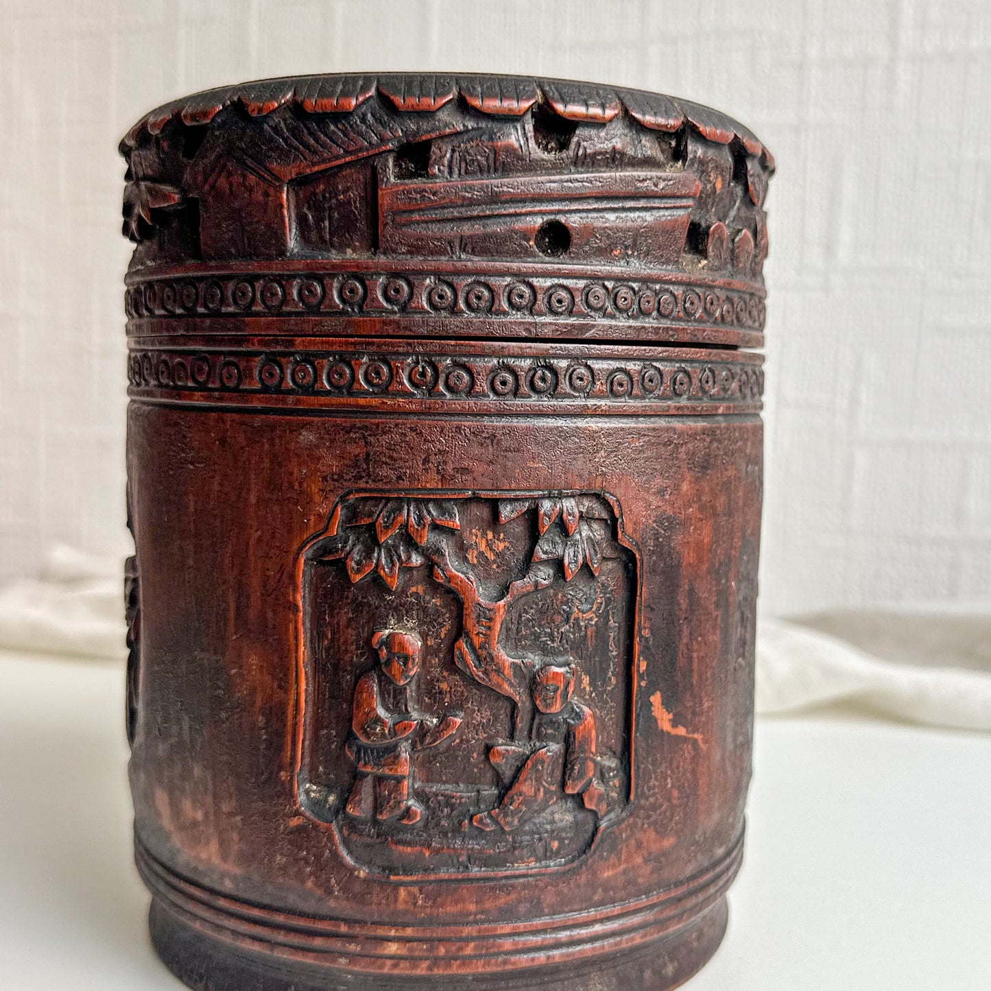 Chinese Carved Bamboo Tobacco Box