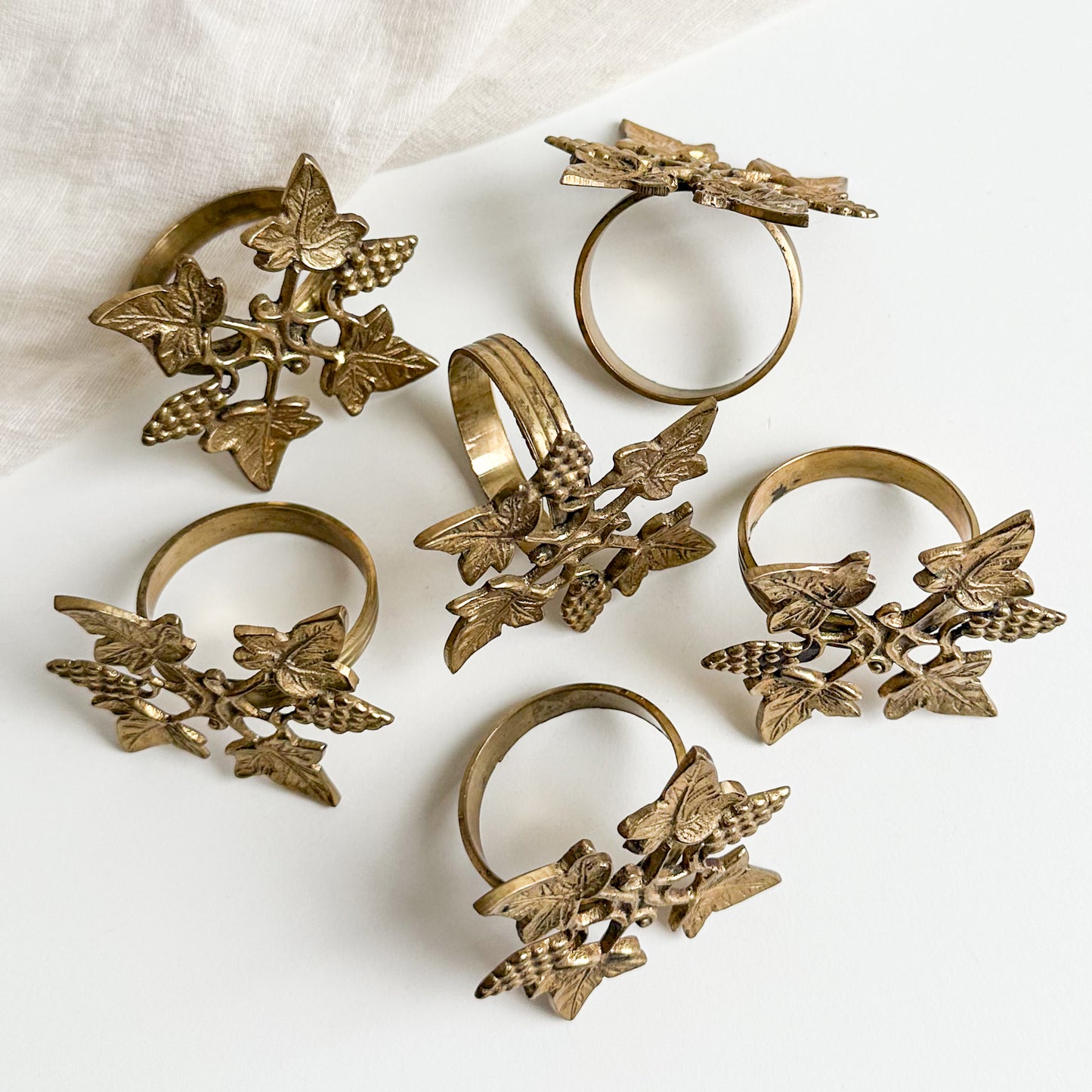 Set of 6 Brass Napkin Rings