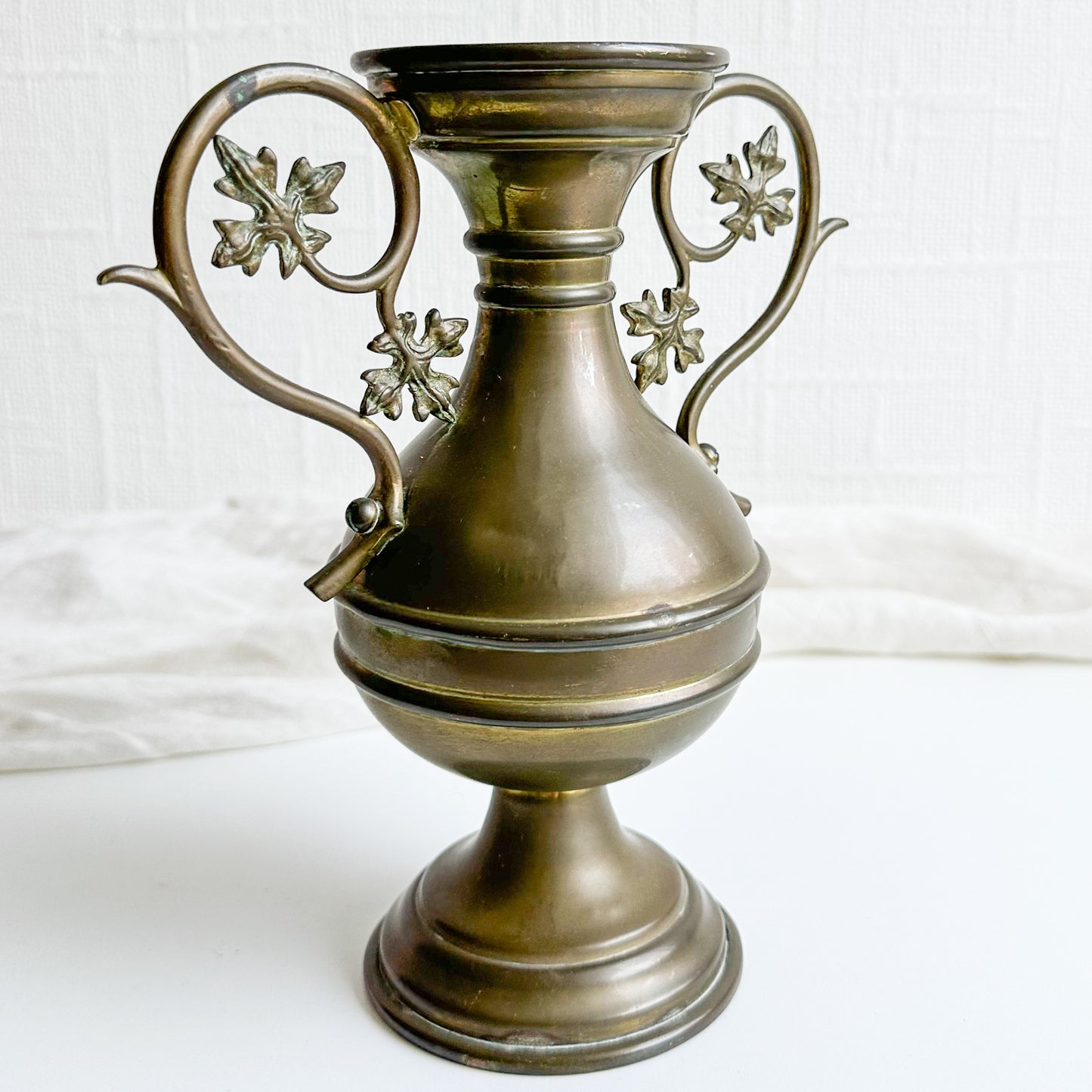 Brass Vase with Leaf Handles