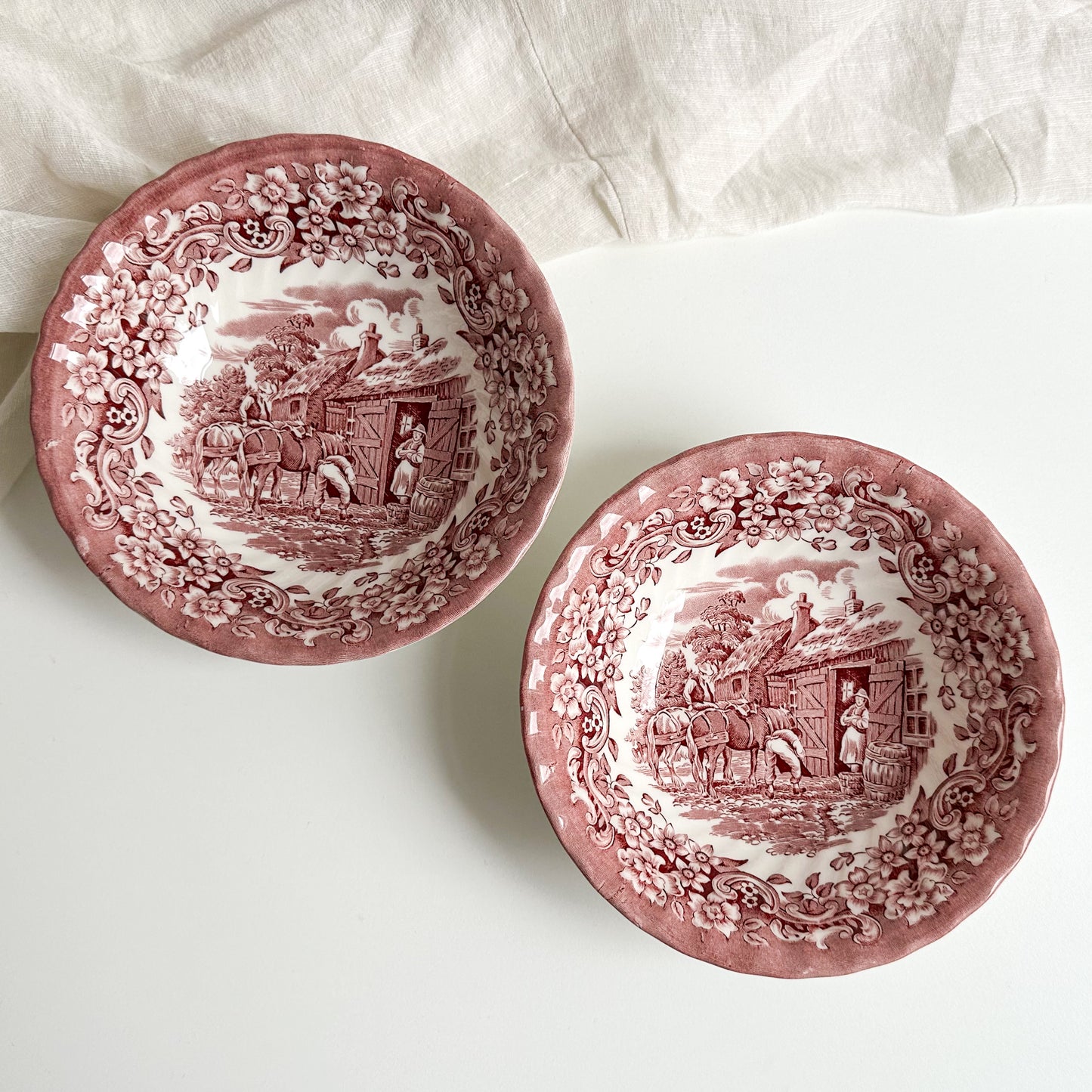 2 Vintage Red Transferware Bowls