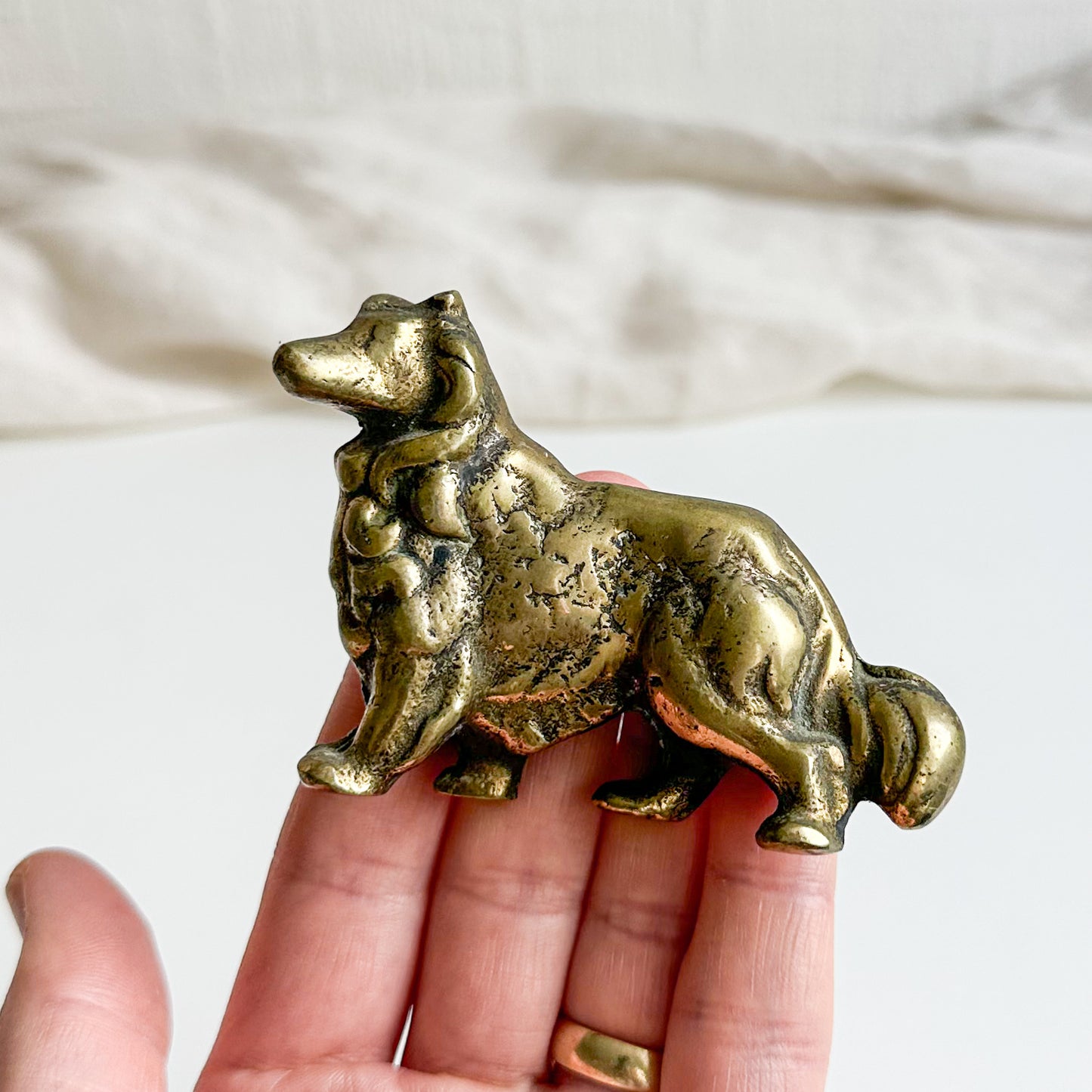 Brass Collie Dog Figurine