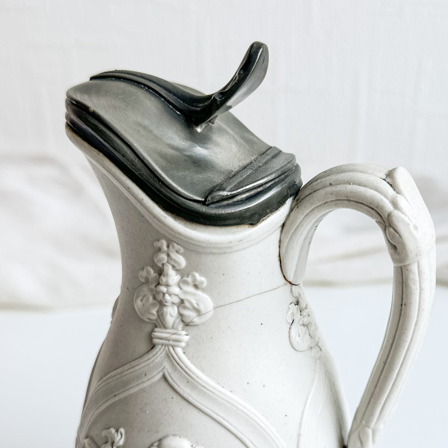 Victorian Moulded Jug with Pewter Lid