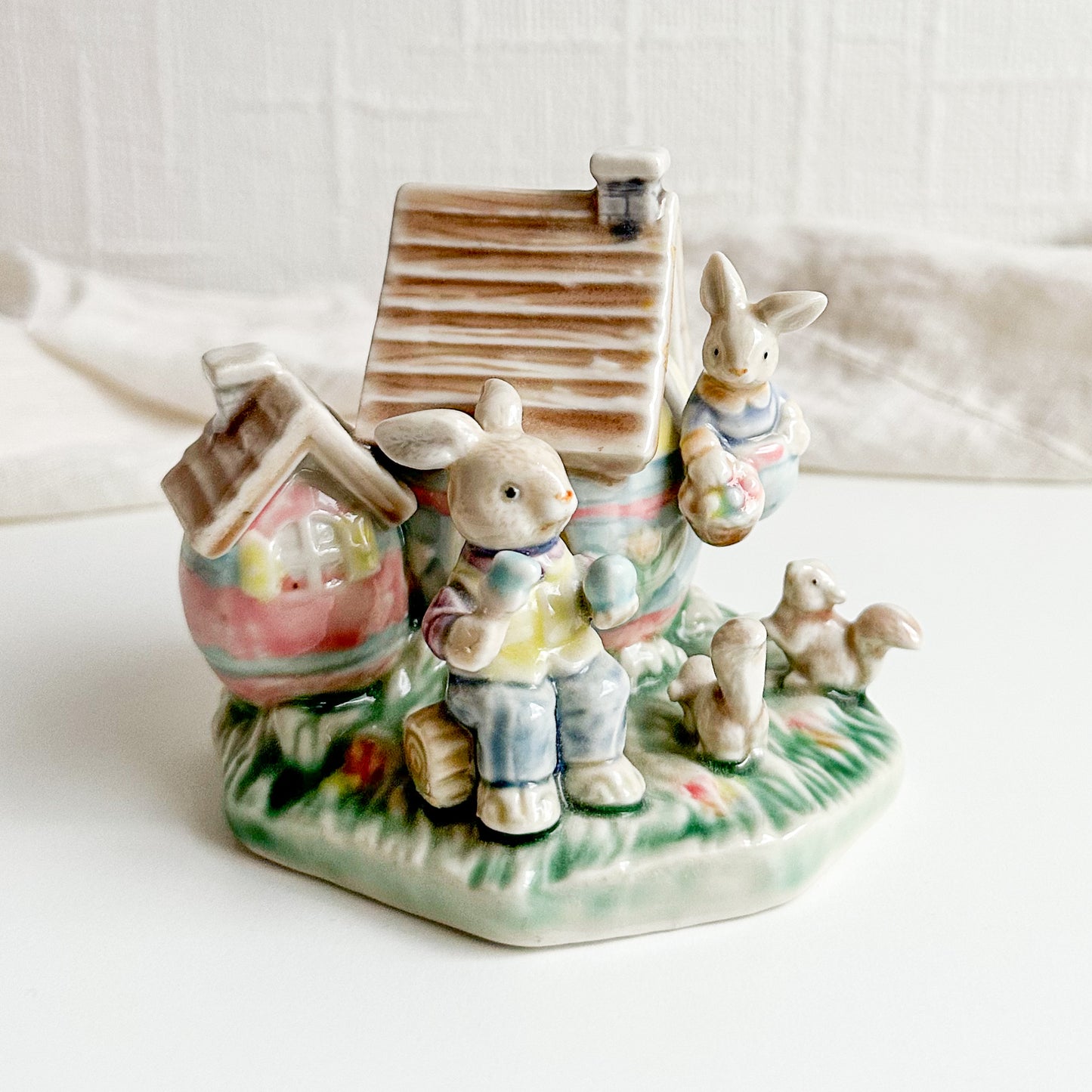 Easter Bunny Family Cottage Figurine