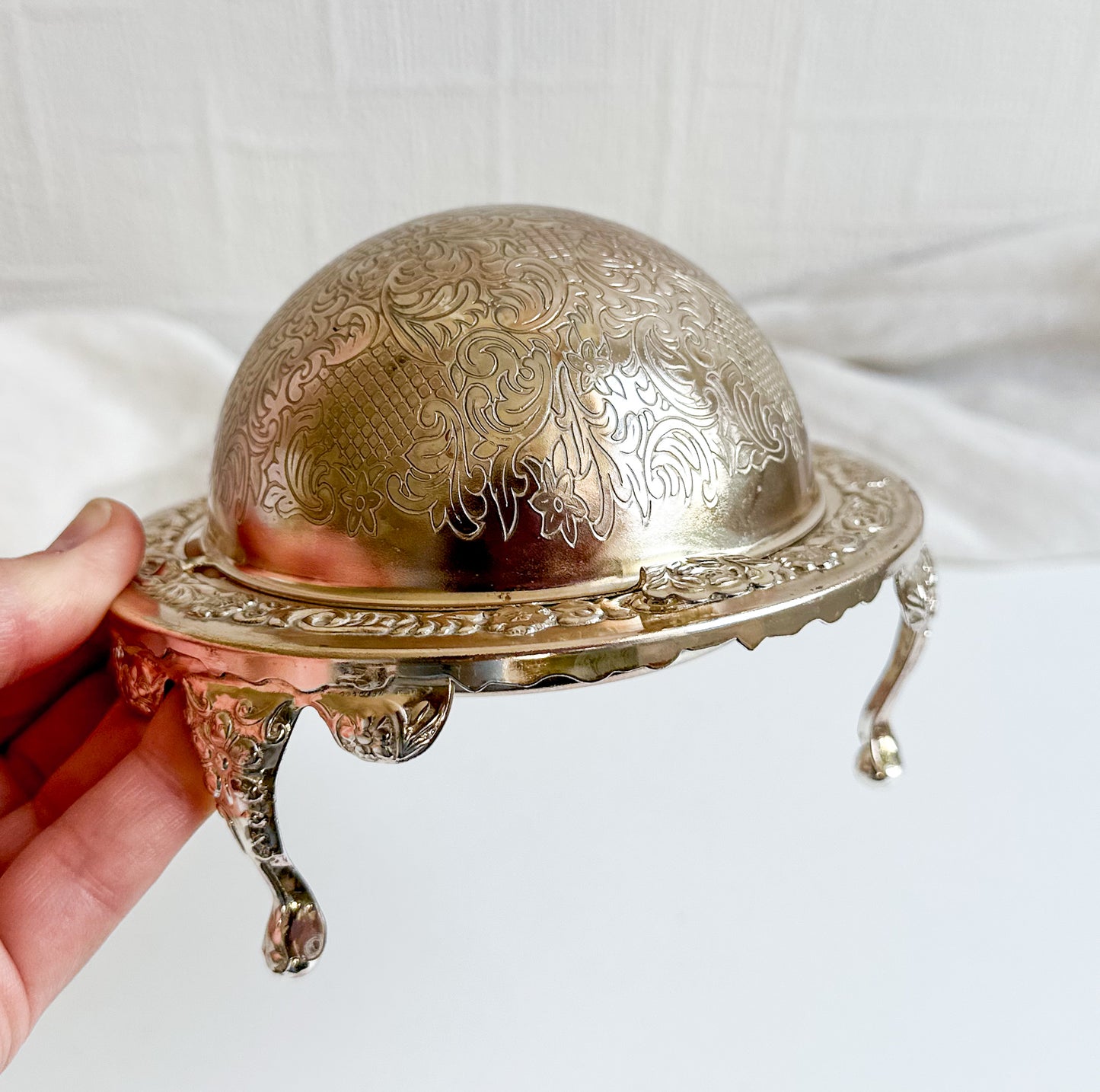 Silver Plated Globe Butter / Caviar Dish