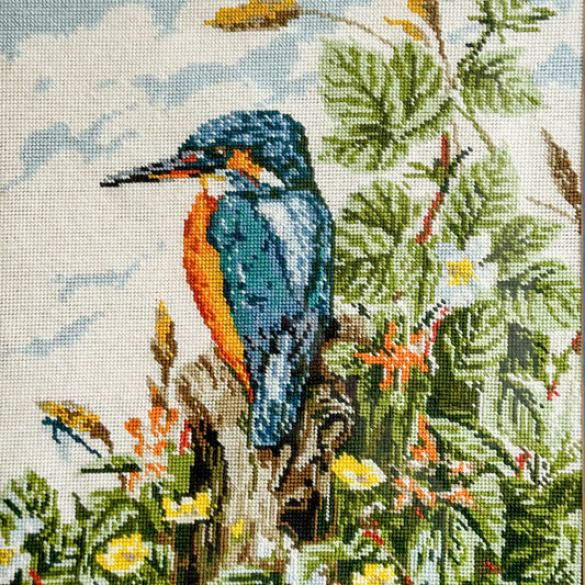 Large Kingfisher Needlepoint Embroidery