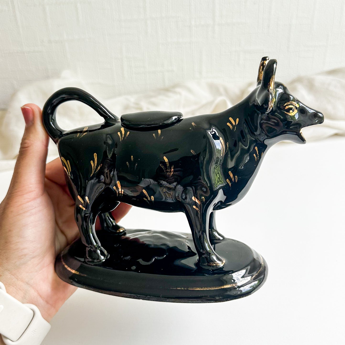 Victorian Jackfield Black Cow Creamer