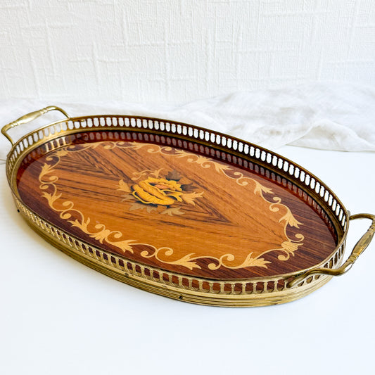Marquetry Tray with Brass Edge
