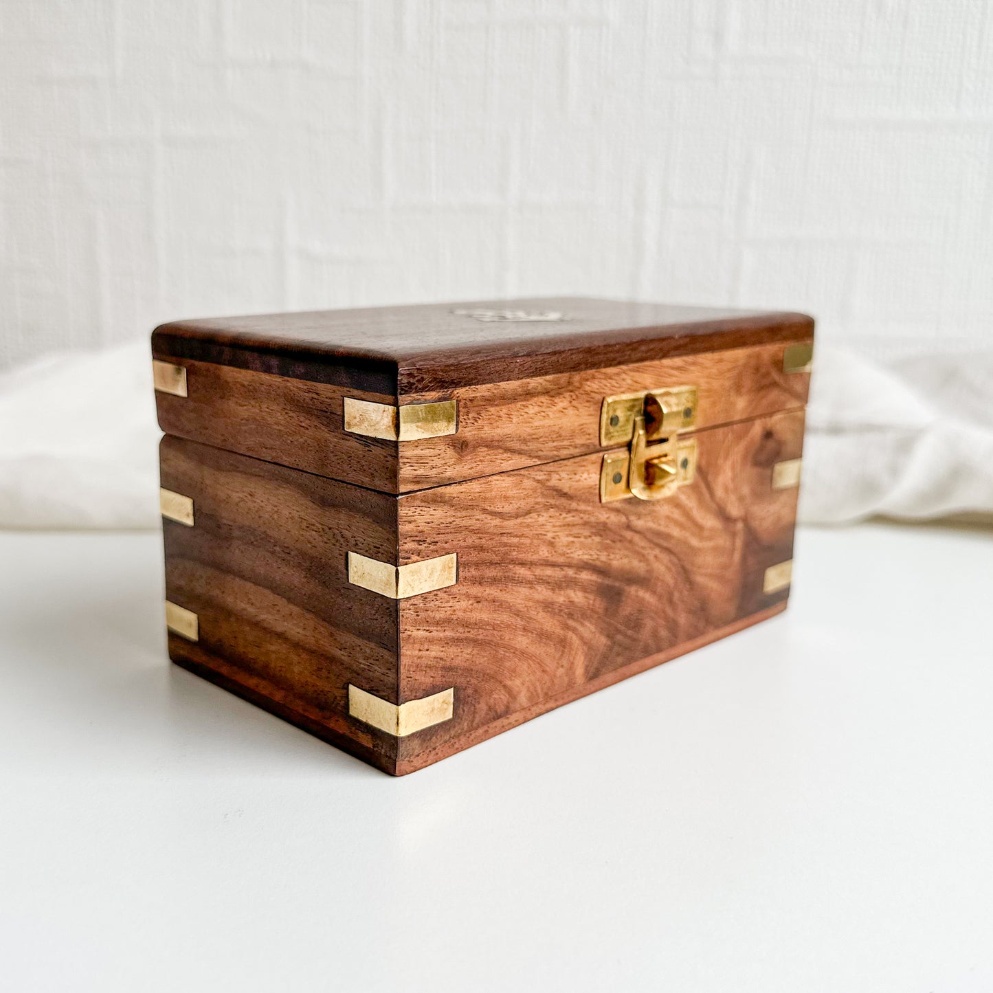 Wooden Box with Brass Anchor Inlay