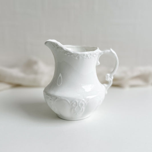 White Embossed Creamer