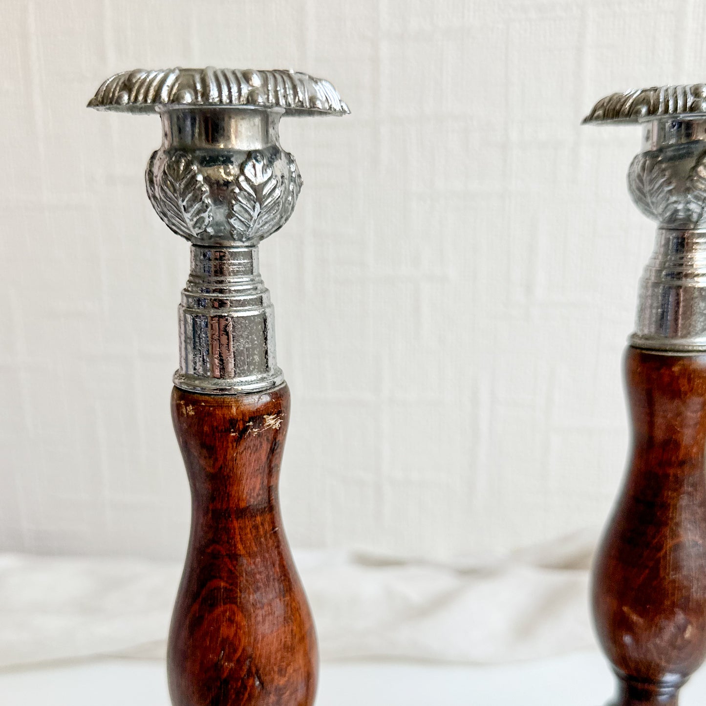 Pair of Oak Candlesticks