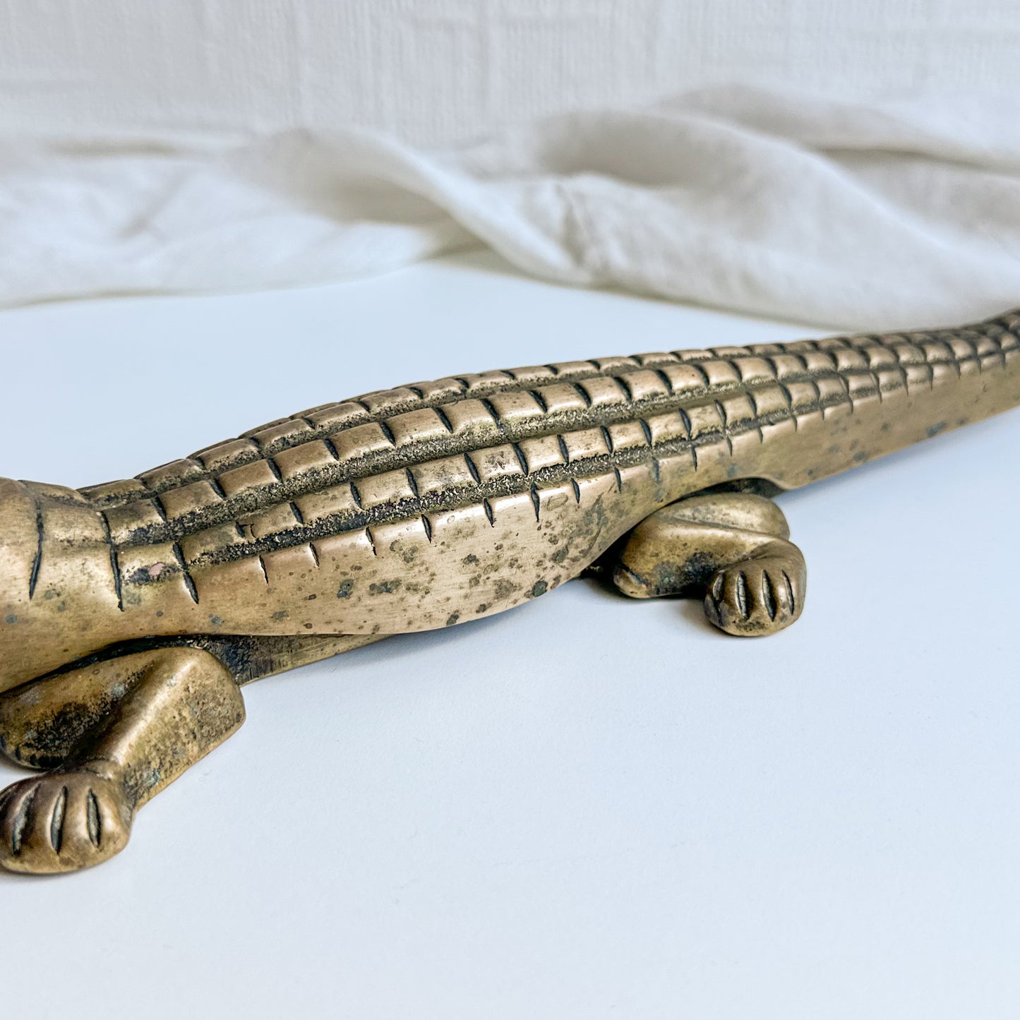 Large Brass Alligator Nutcracker