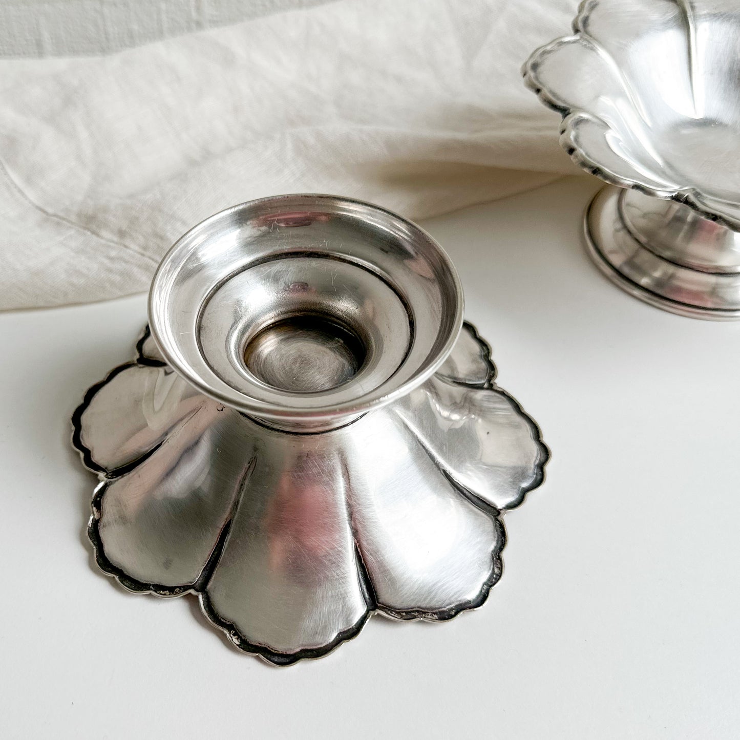 Flower Shaped Silver Plated Pedestal Dish