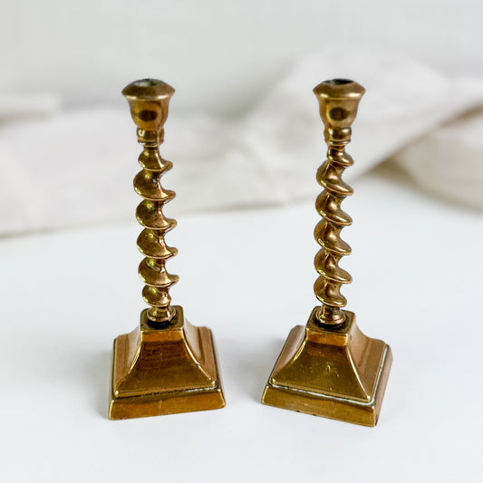 Pair of Small Brass Candlesticks