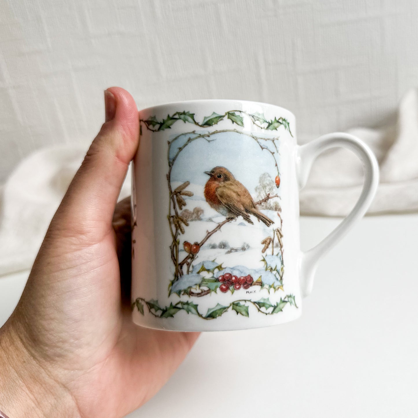 Winter Mug with Robins