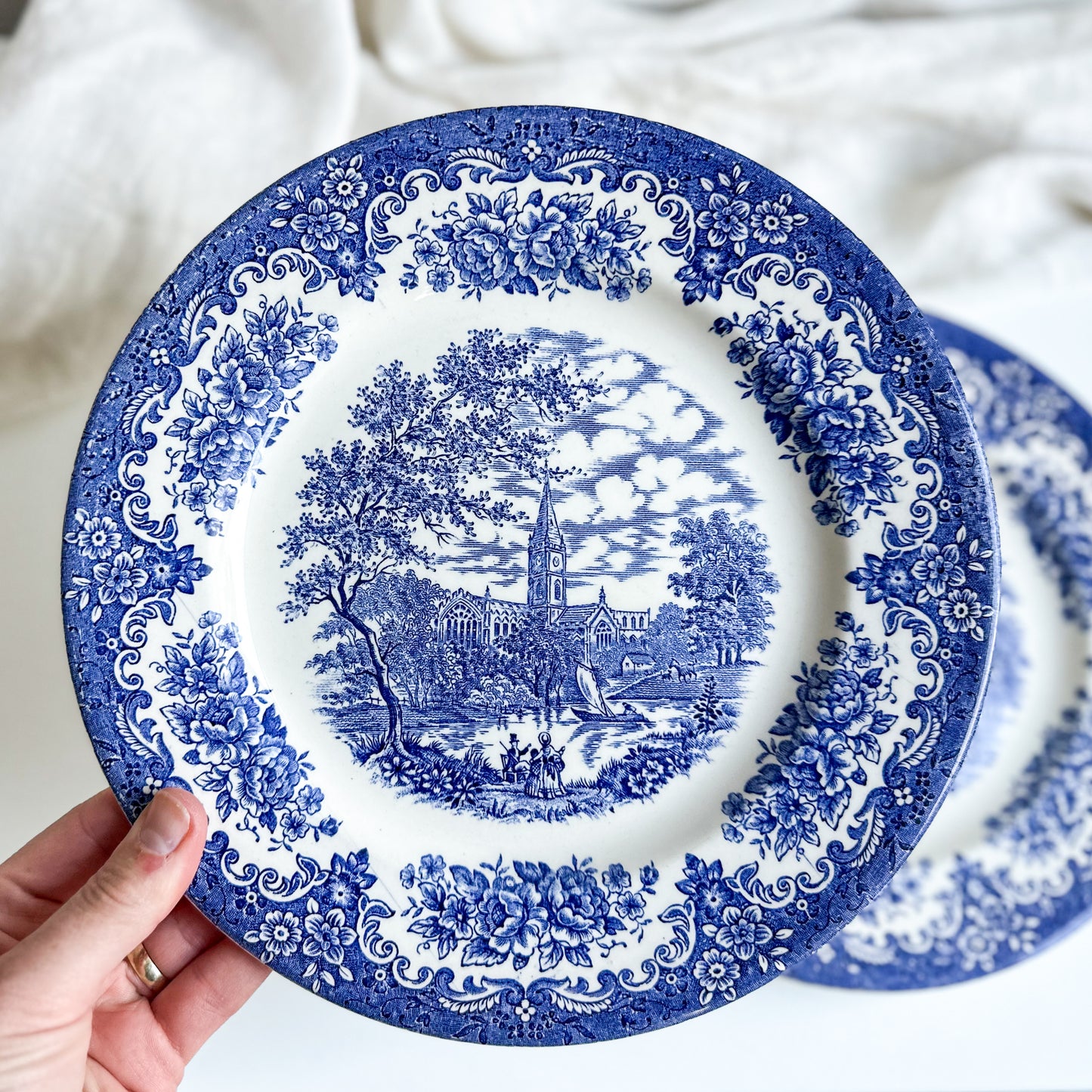 Pair of Blue and White Plates