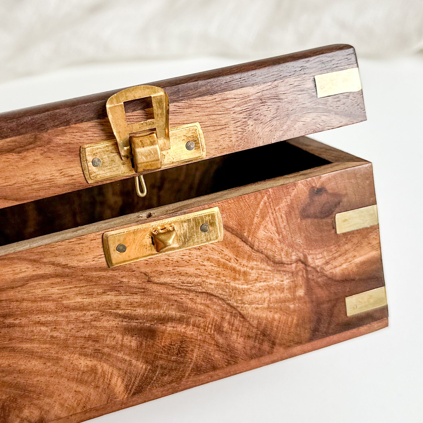 Wooden Box with Brass Anchor Inlay