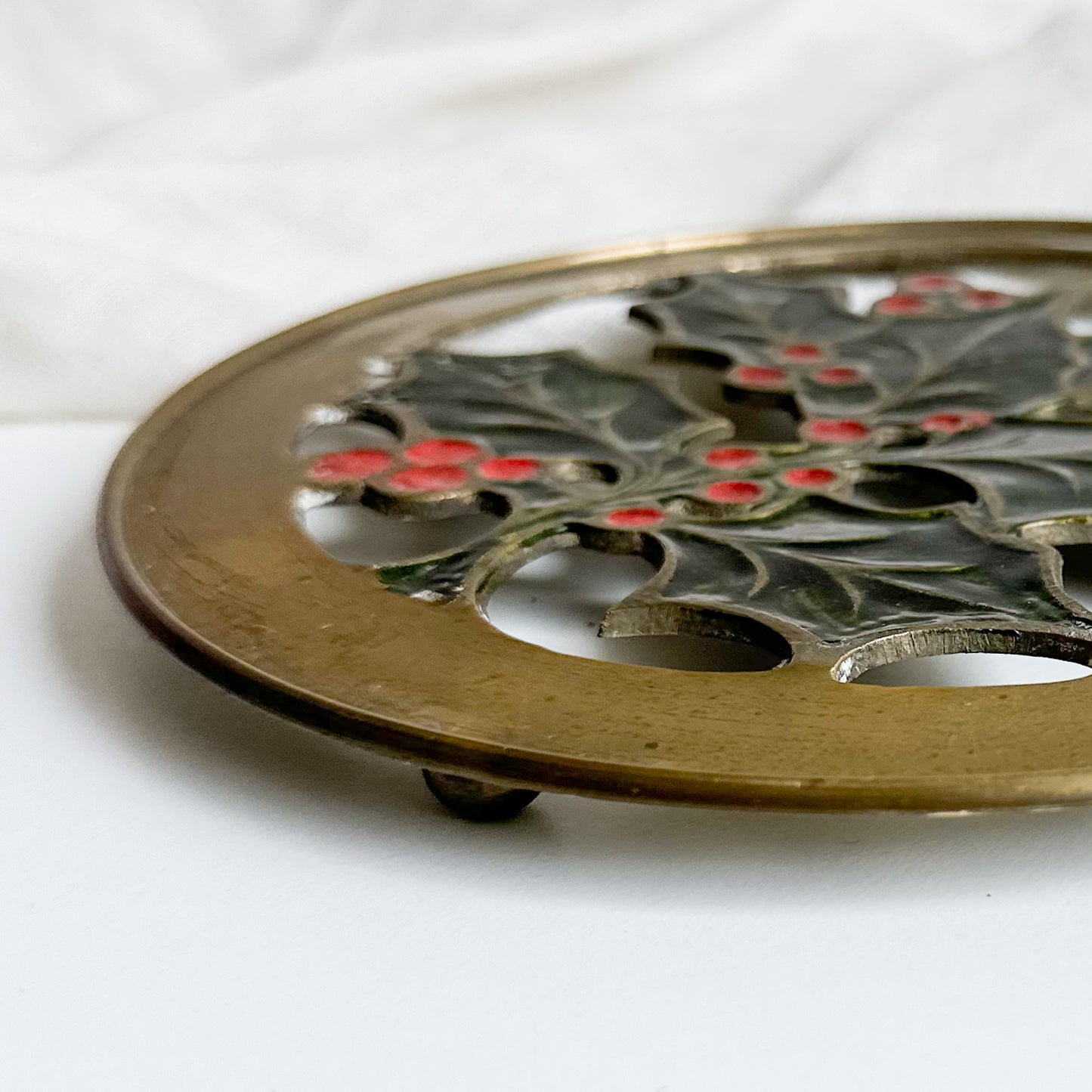 Brass Holly Trivet