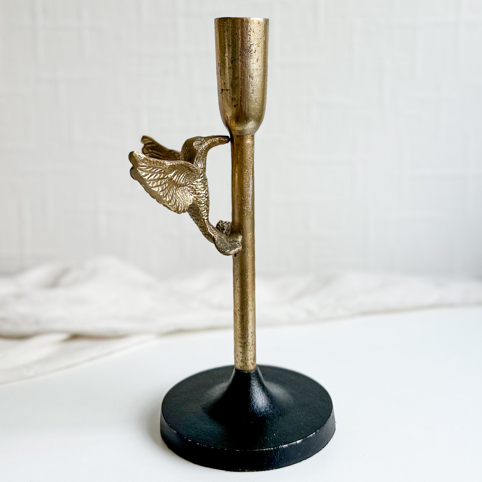 Bronze Art deals Nouveau Hummingbird Candlestick Holder