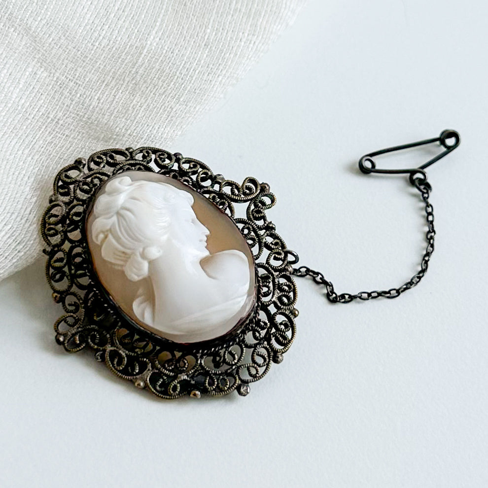 Art Deco Shell Cameo Brooch