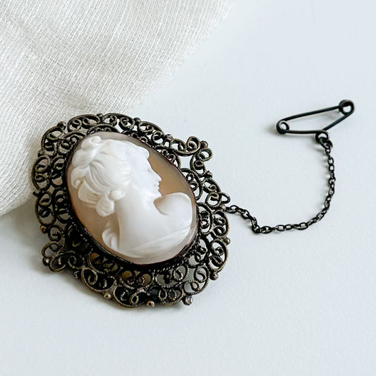 Art Deco Shell Cameo Brooch