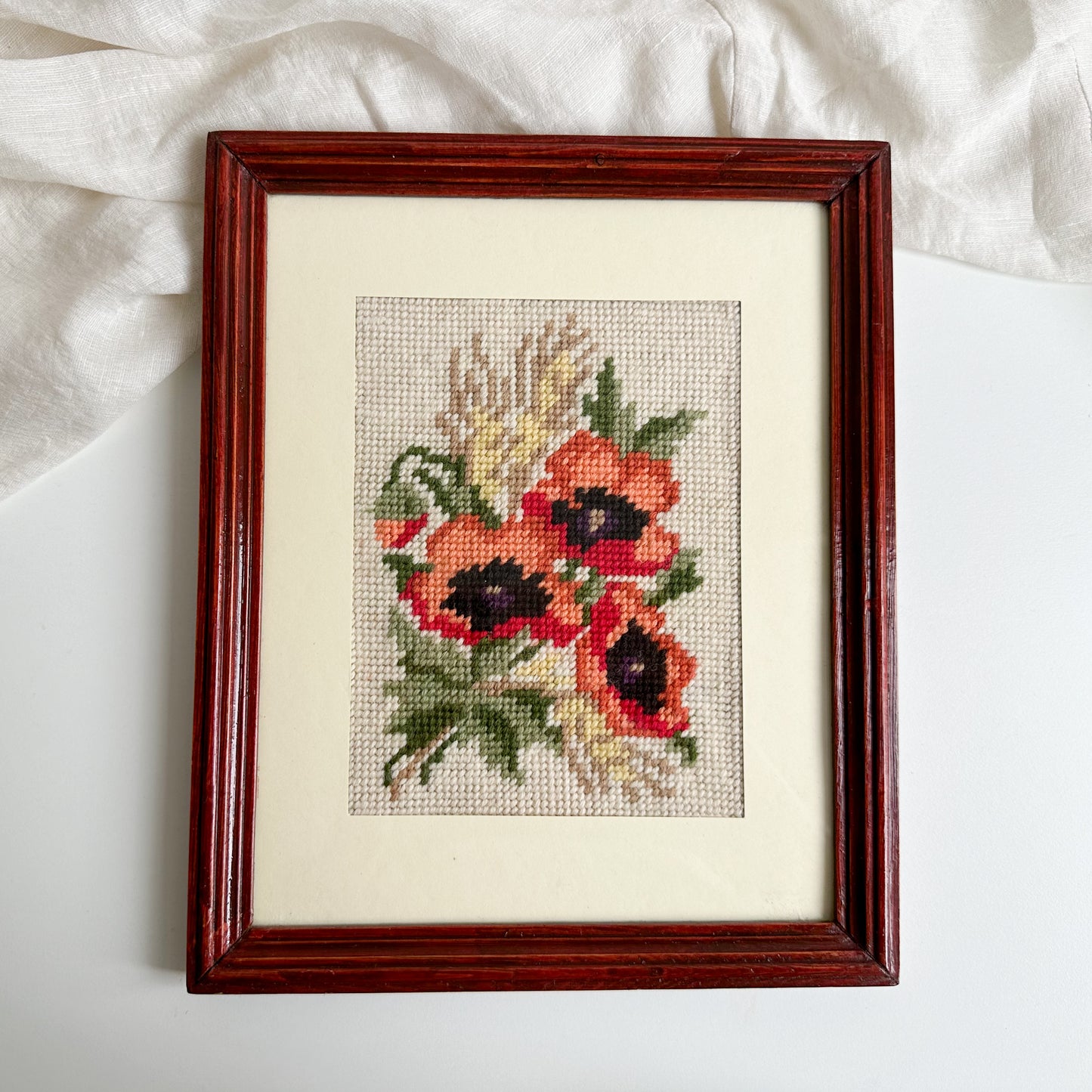 Framed Poppy Needlepoint