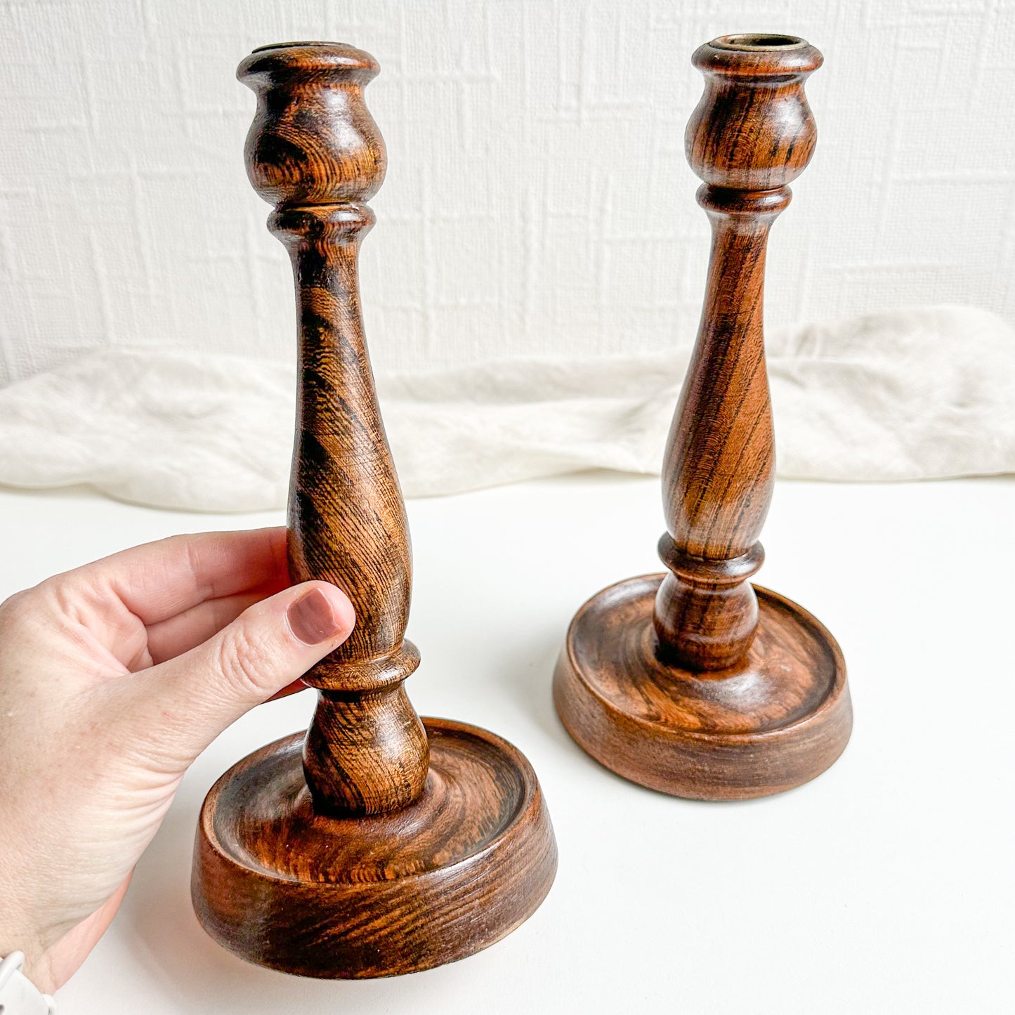 Pair of Oak Candlesticks