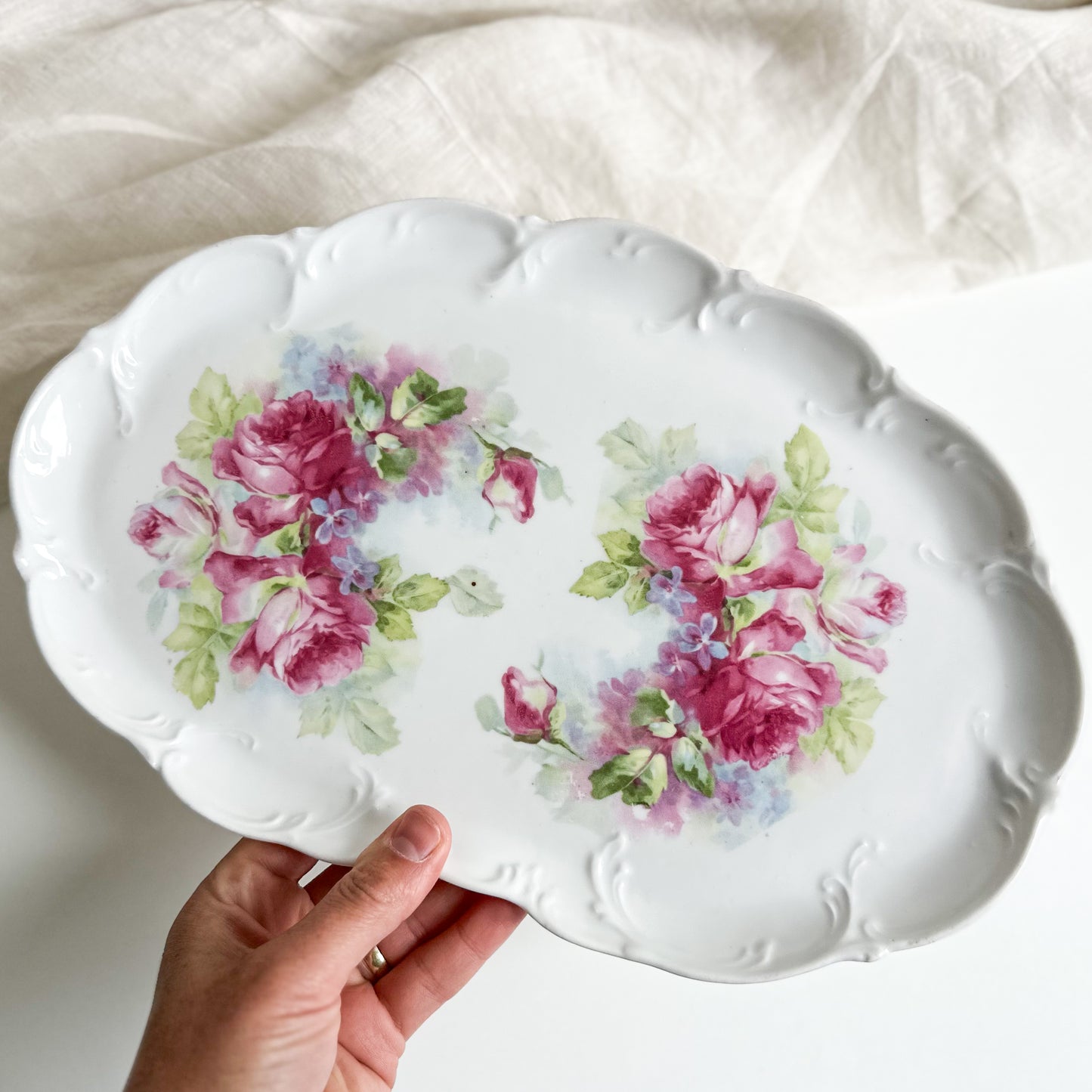 Vintage Floral Serving Plate