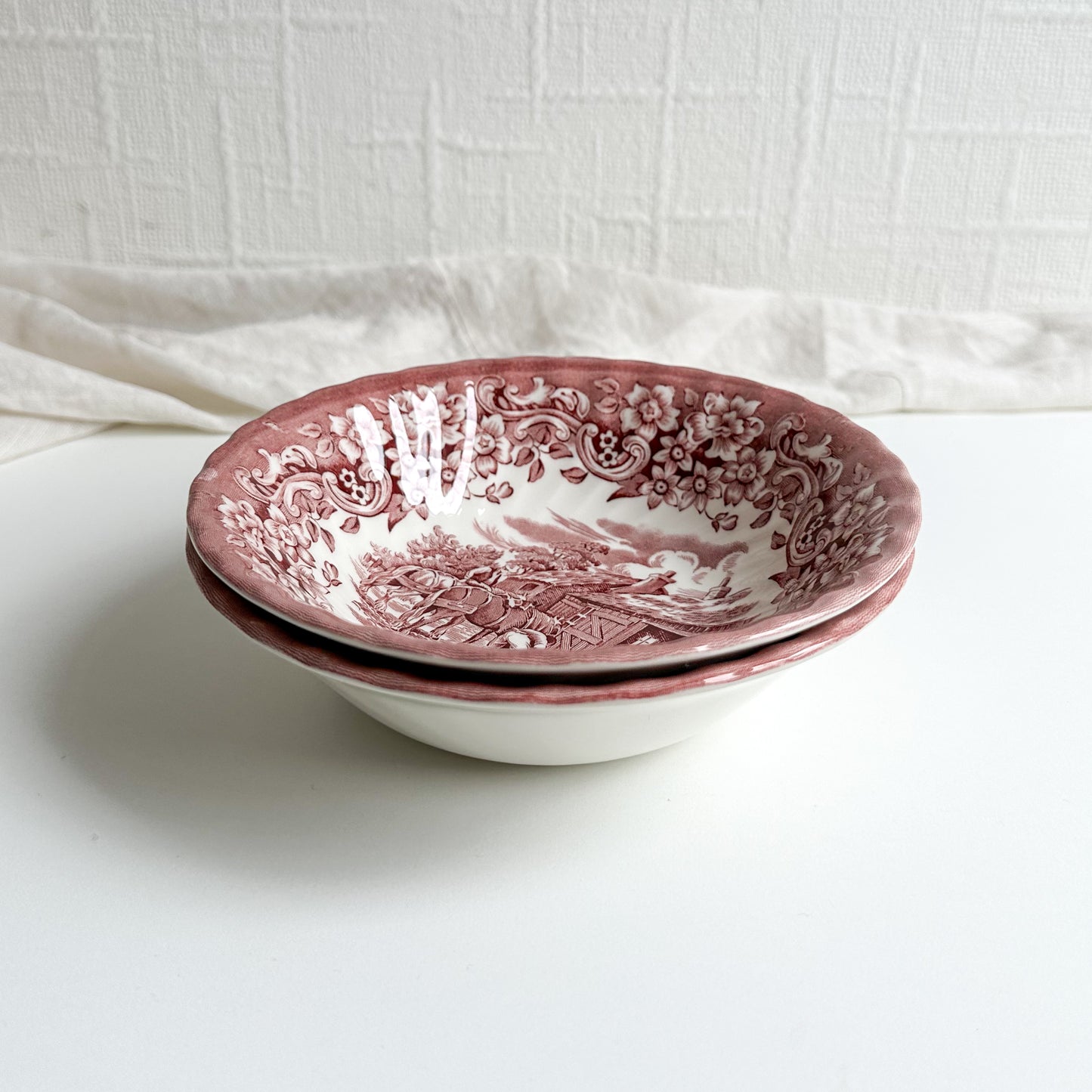 2 Vintage Red Transferware Bowls