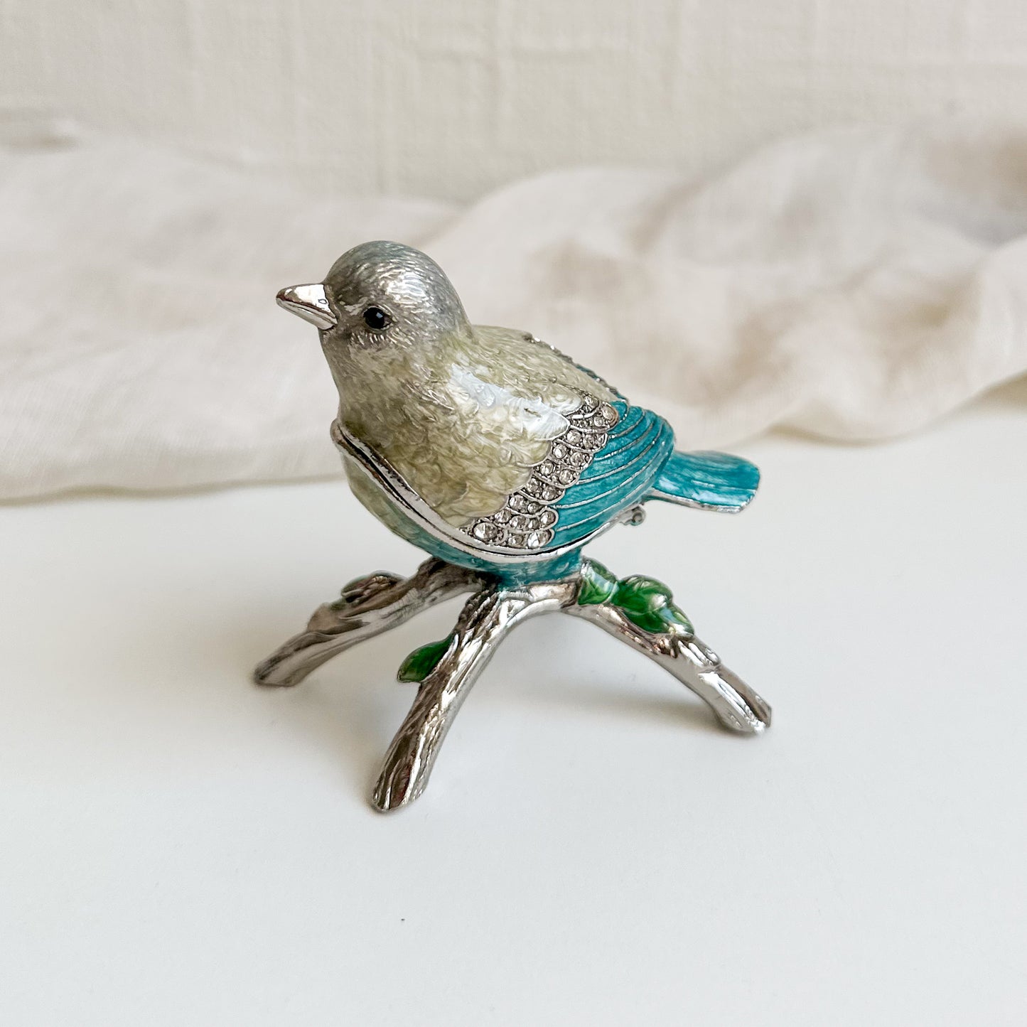 Enamel Bird Jewellery Box