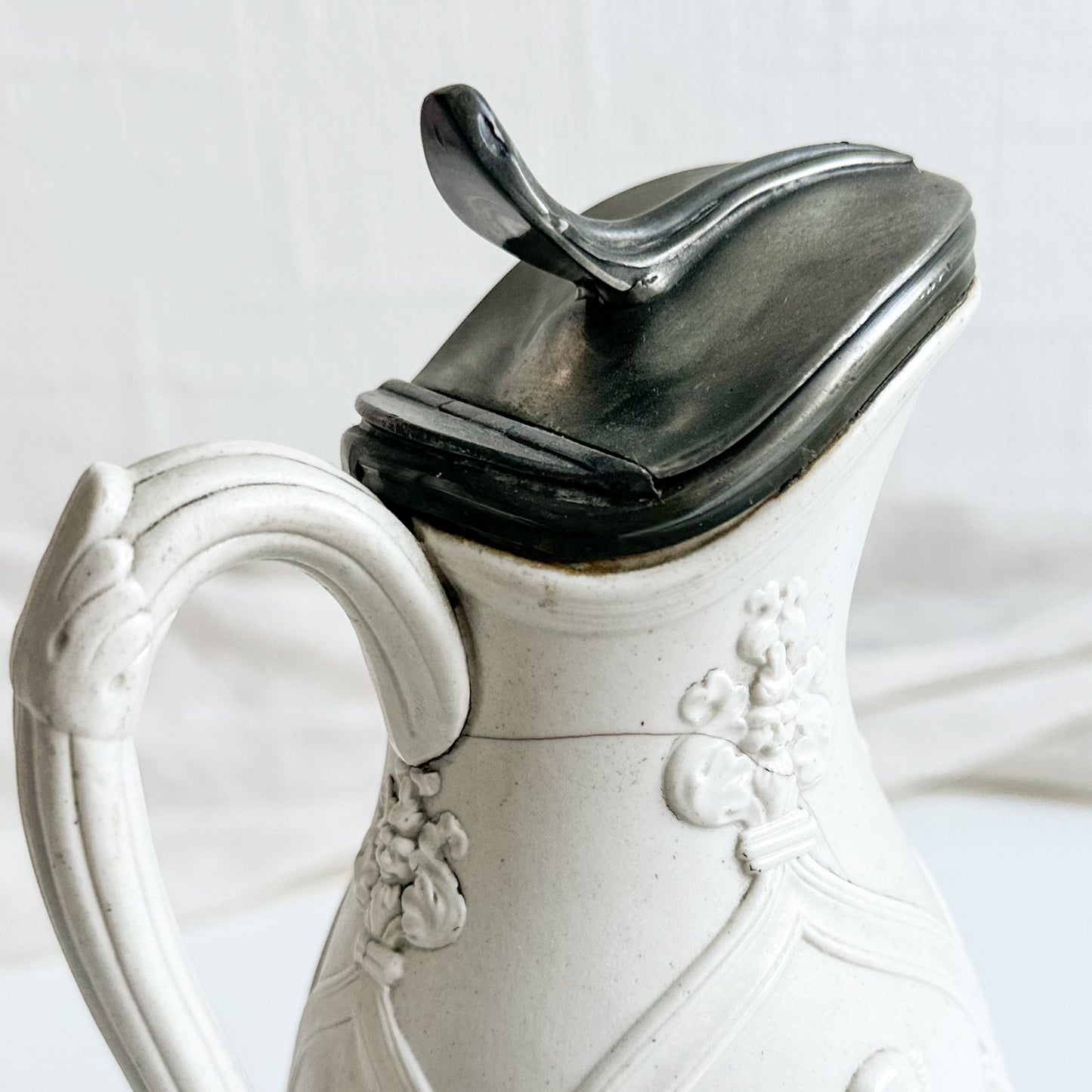Victorian Moulded Jug with Pewter Lid