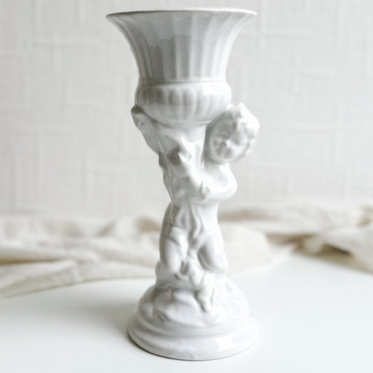 White Cherub Vase