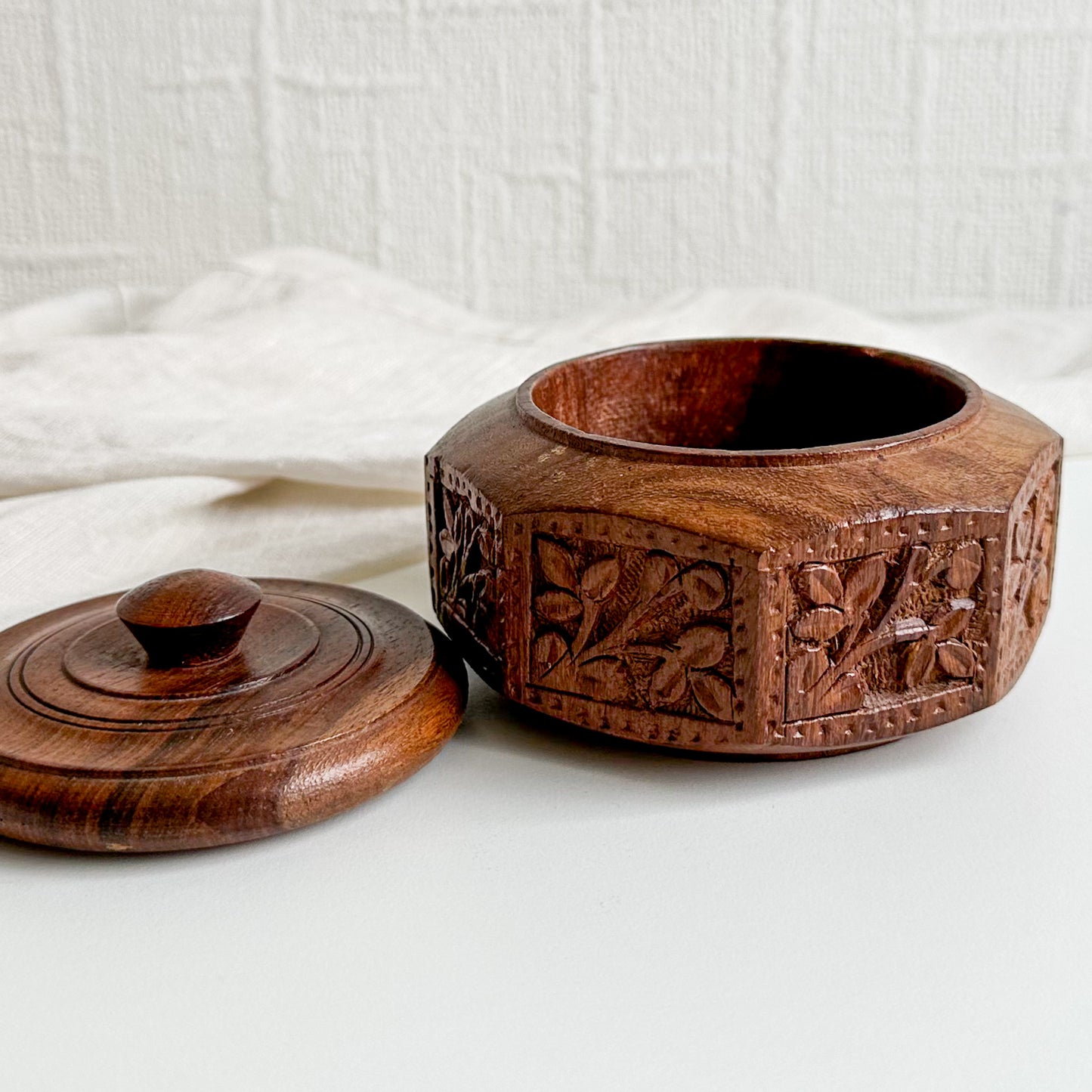 Wooden Box with Carved Design