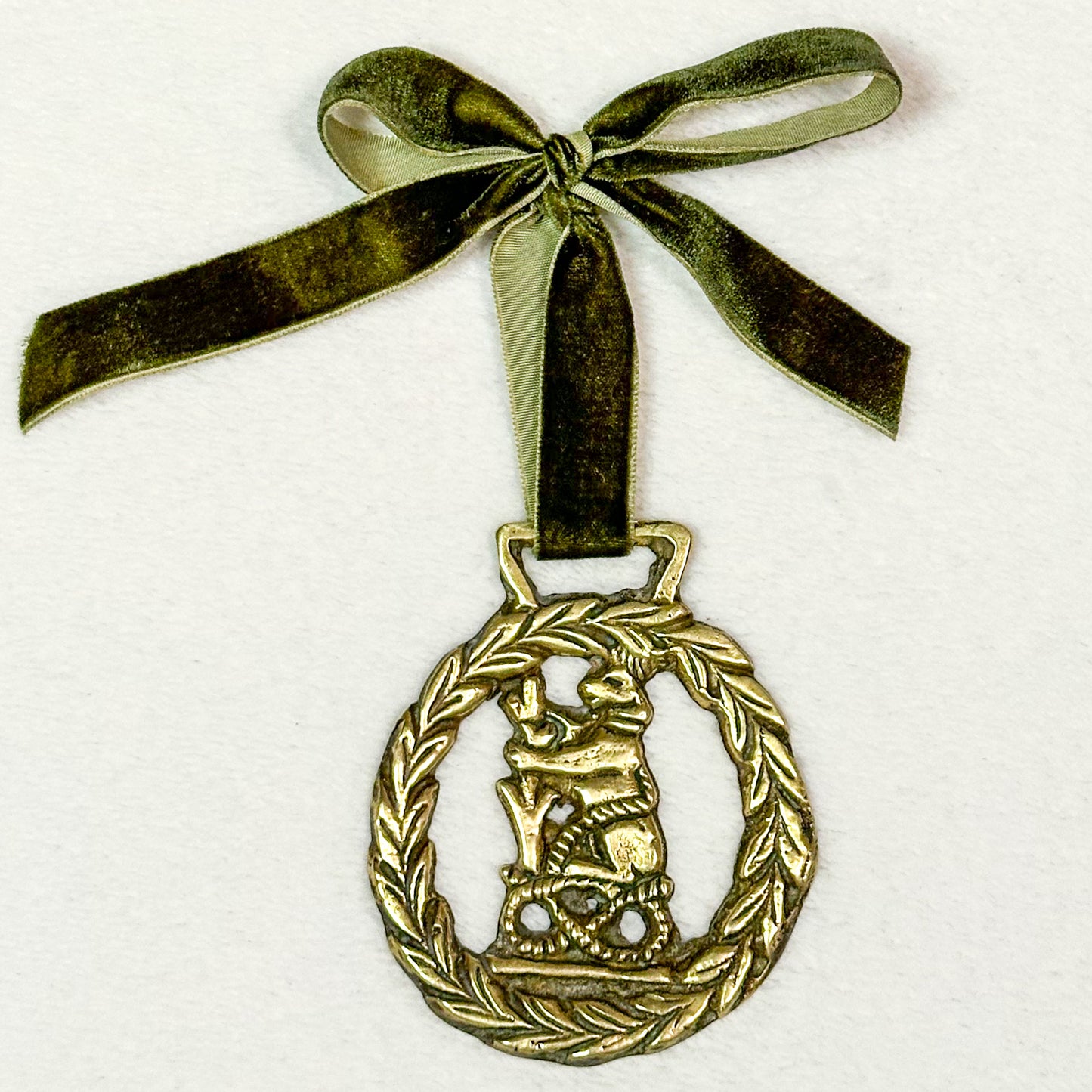 Brass Ornament with Green Ribbon 11