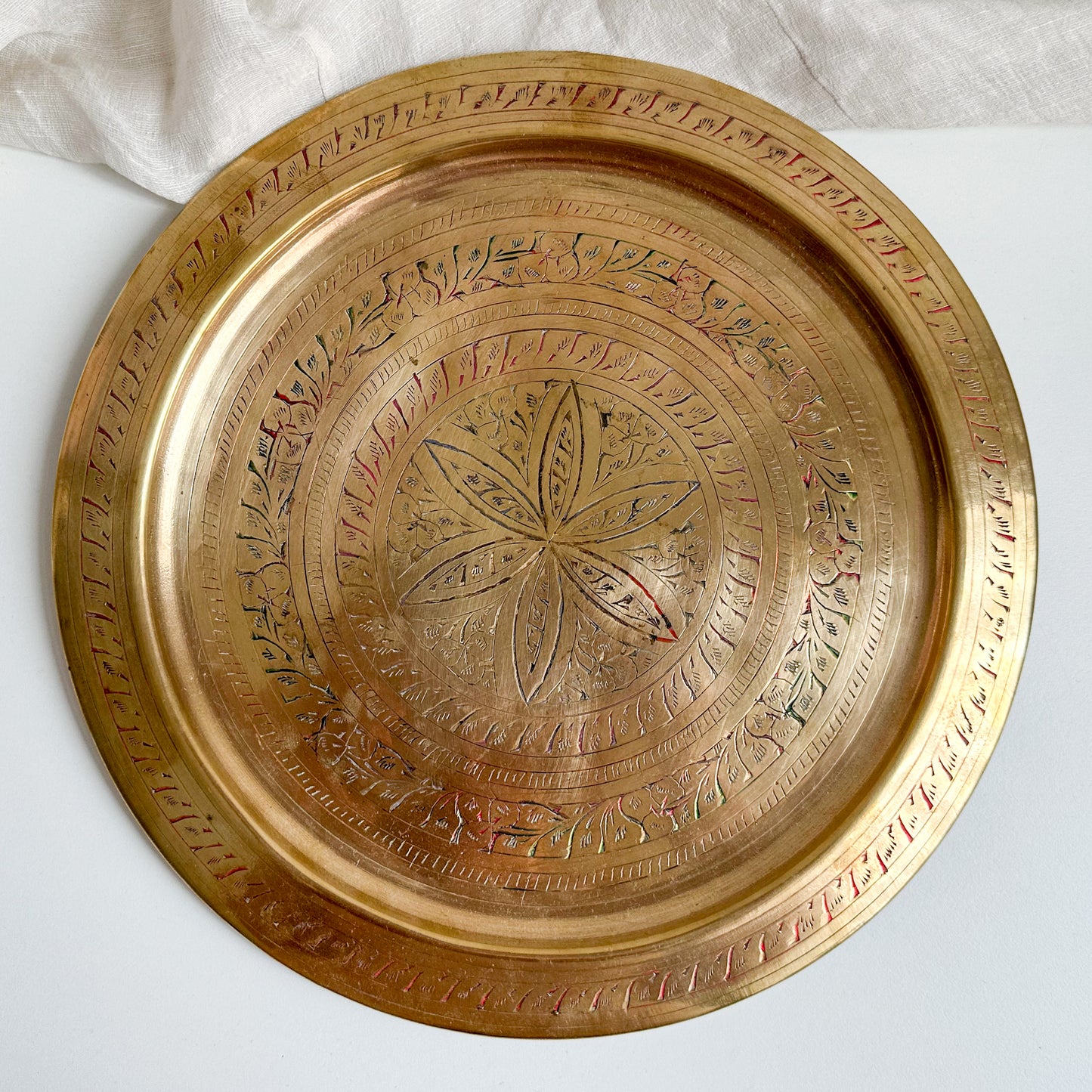 Round Etched Brass Plate / Tray