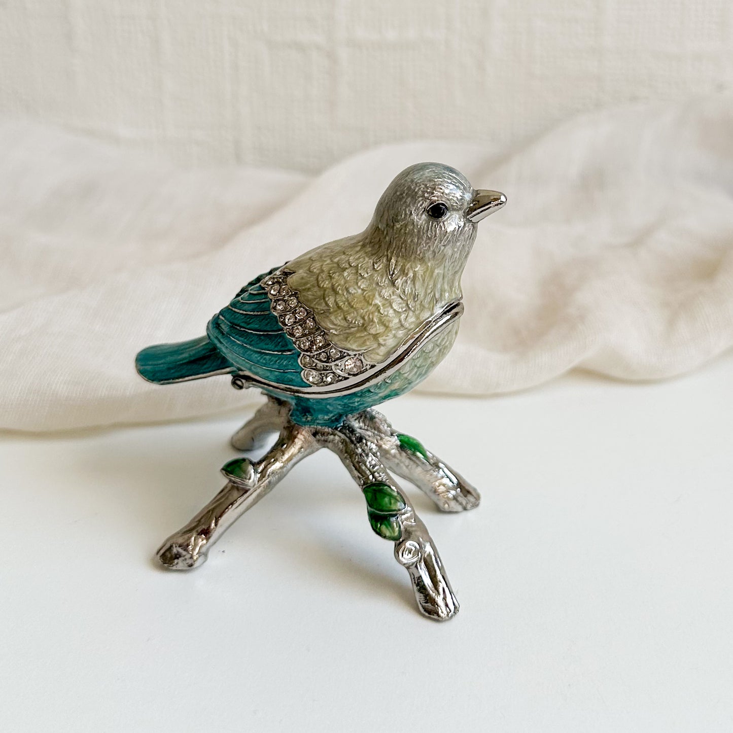 Enamel Bird Jewellery Box