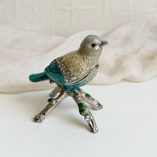 Enamel Bird Jewellery Box